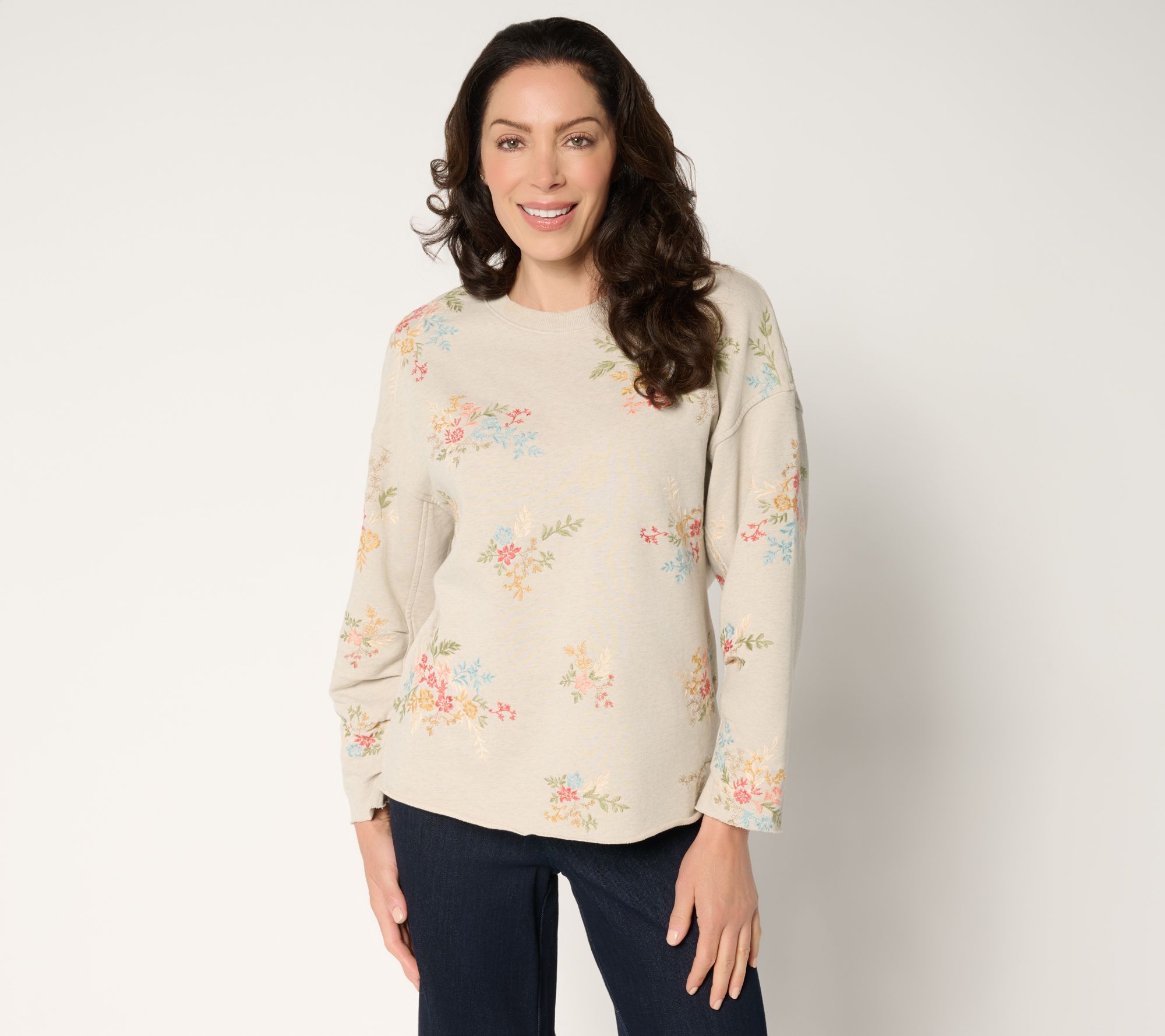 Driftwood Jeans French Terry Gathered Sleeve Pullover - Tan