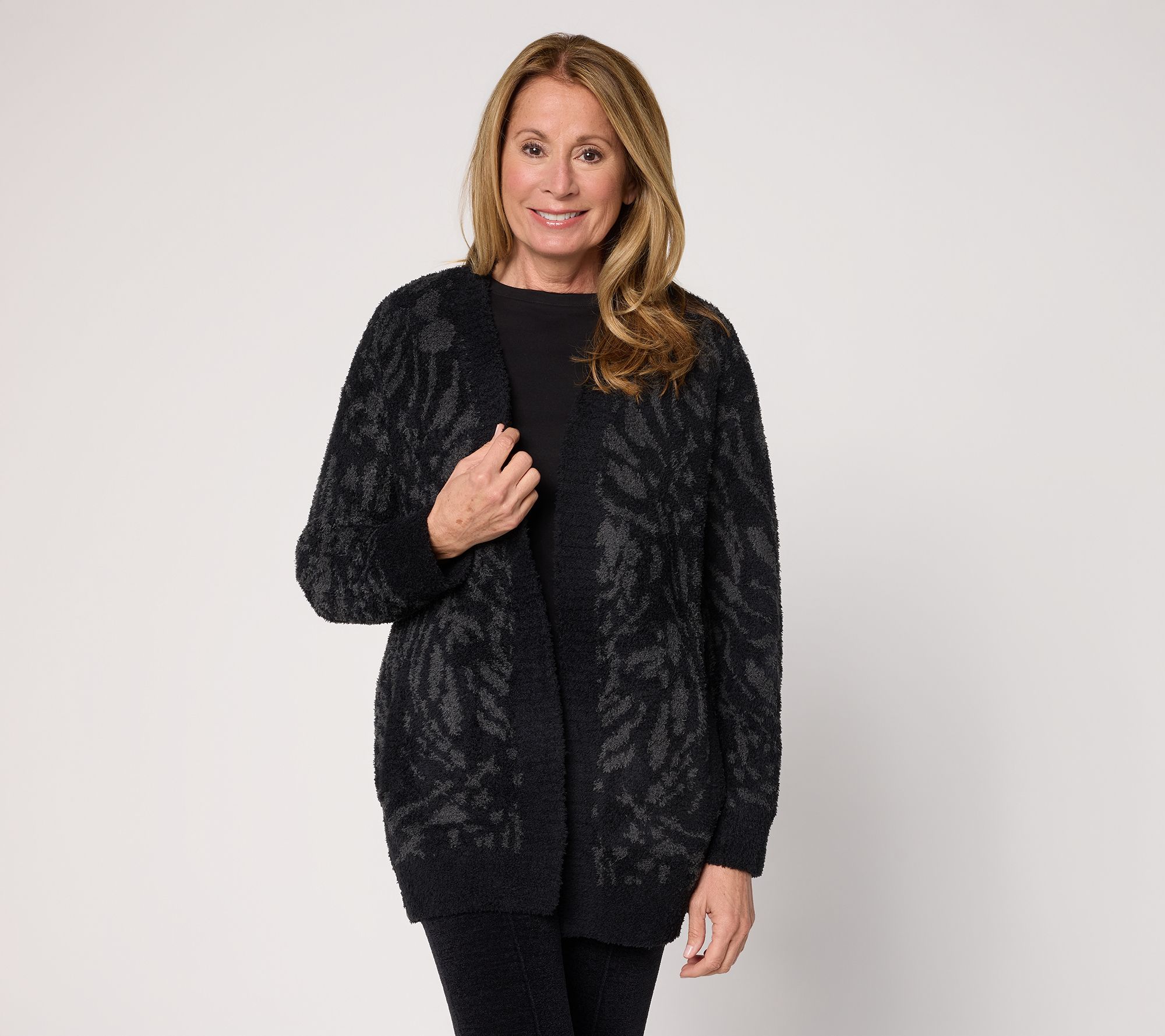 Barefoot Dreams CozyChic Abstract Animal Open Cardigan