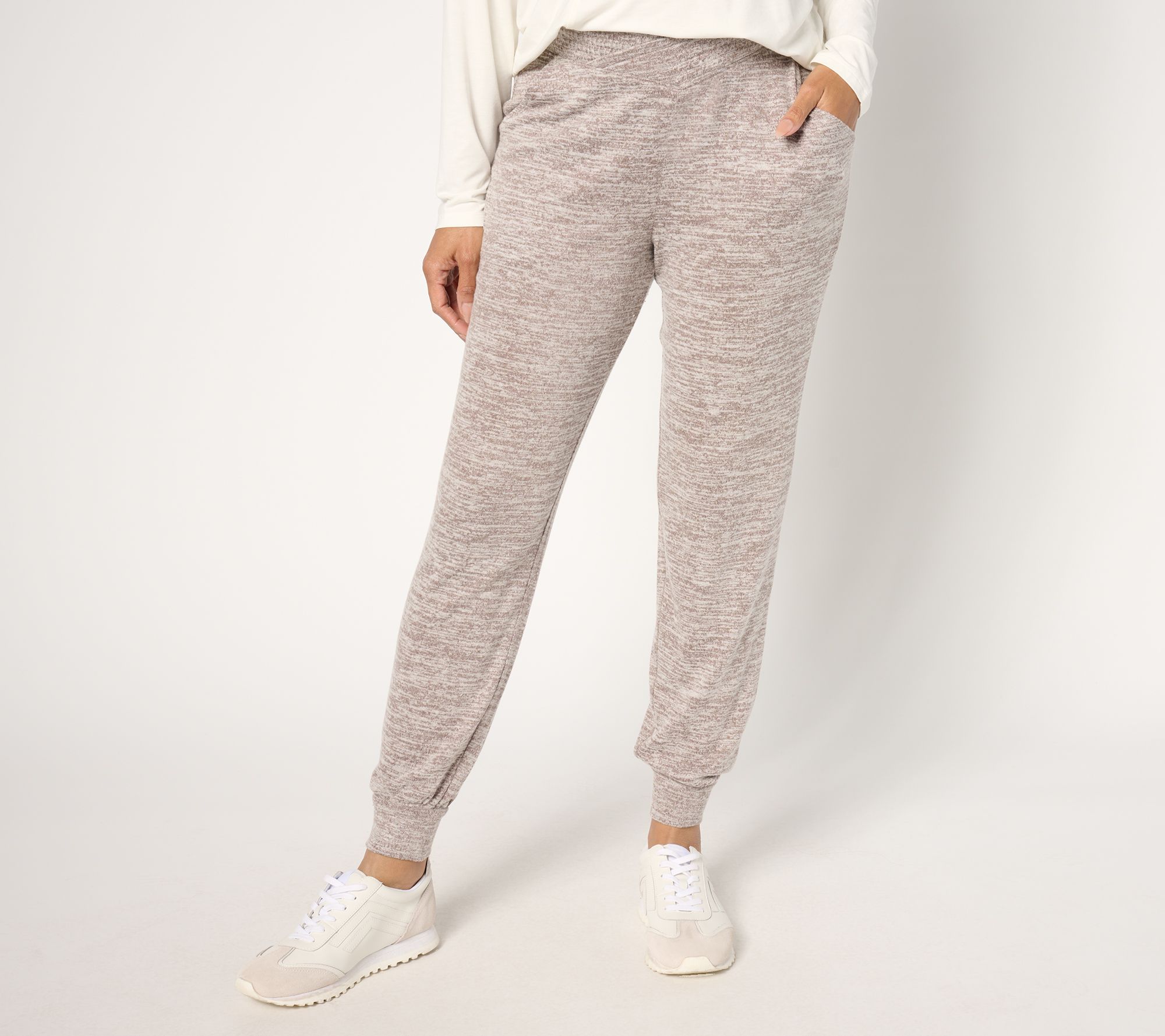 "As Is" AnyBody Petite Hacci Joggers with Crossover Waistband