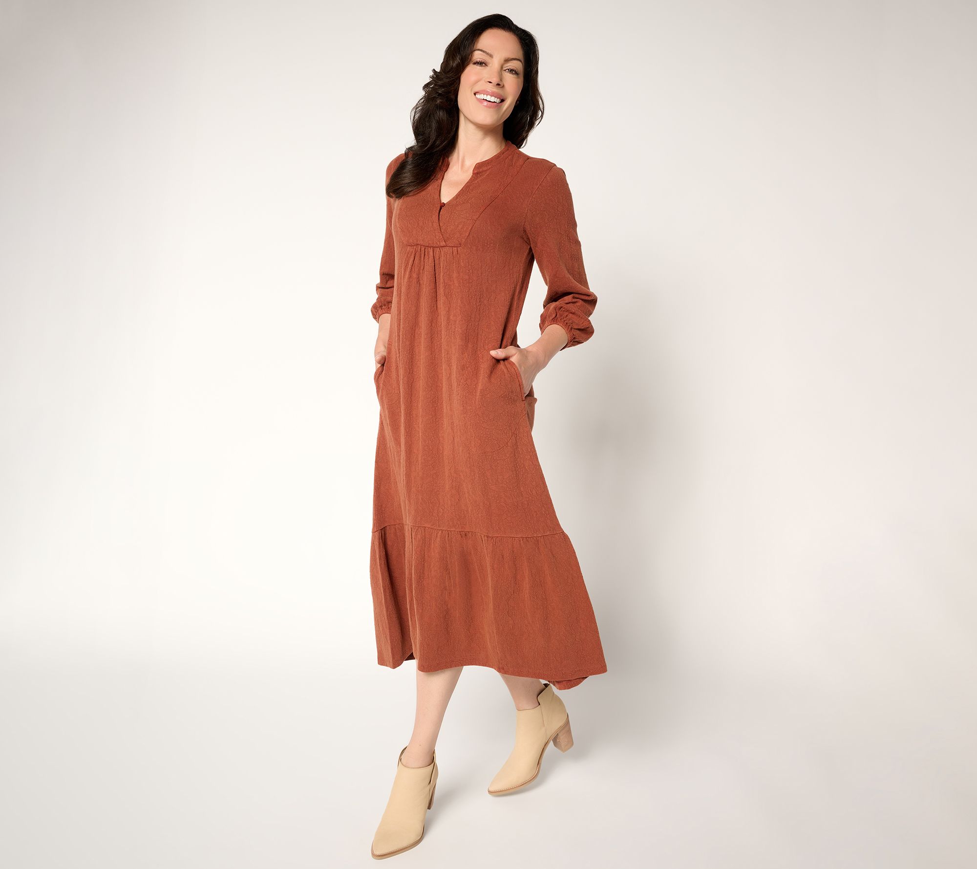 LOGO Lavish by Lori Goldstein Regular Cotton Midi Dress