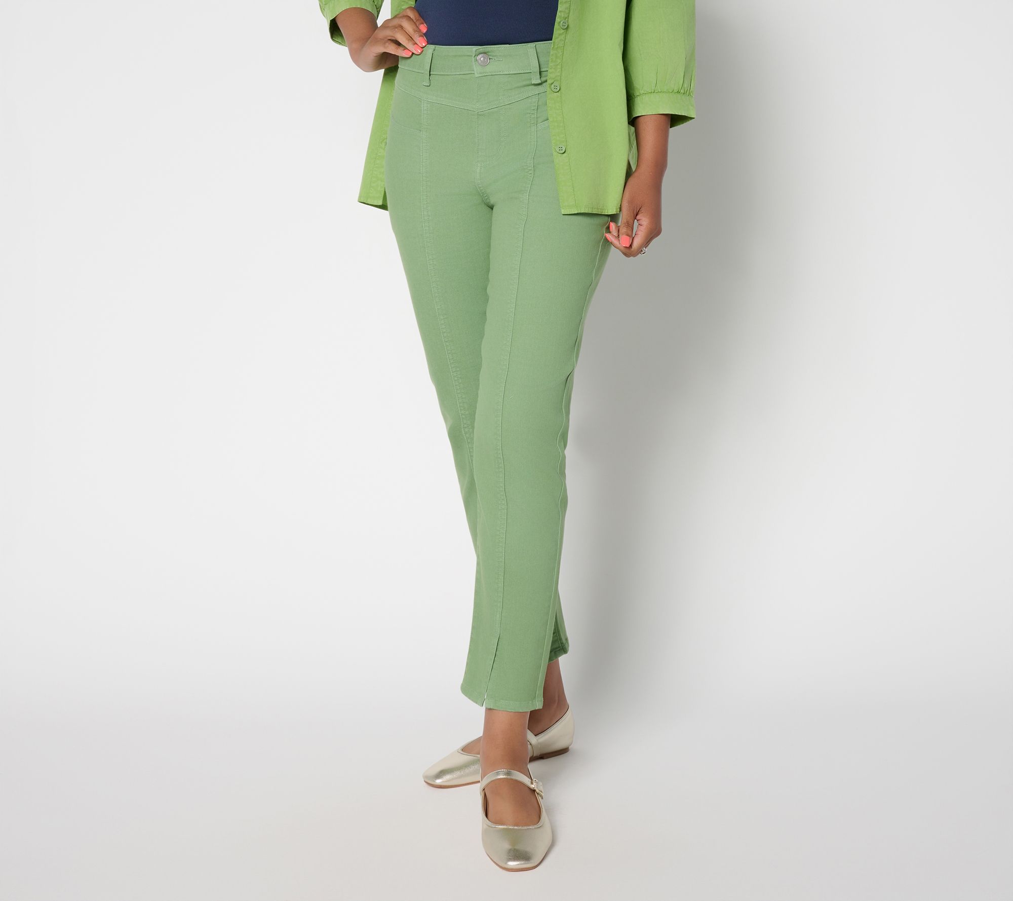 LOGO by Lori Goldstein Regular Kashmir Split Hem Ankle Jeans
