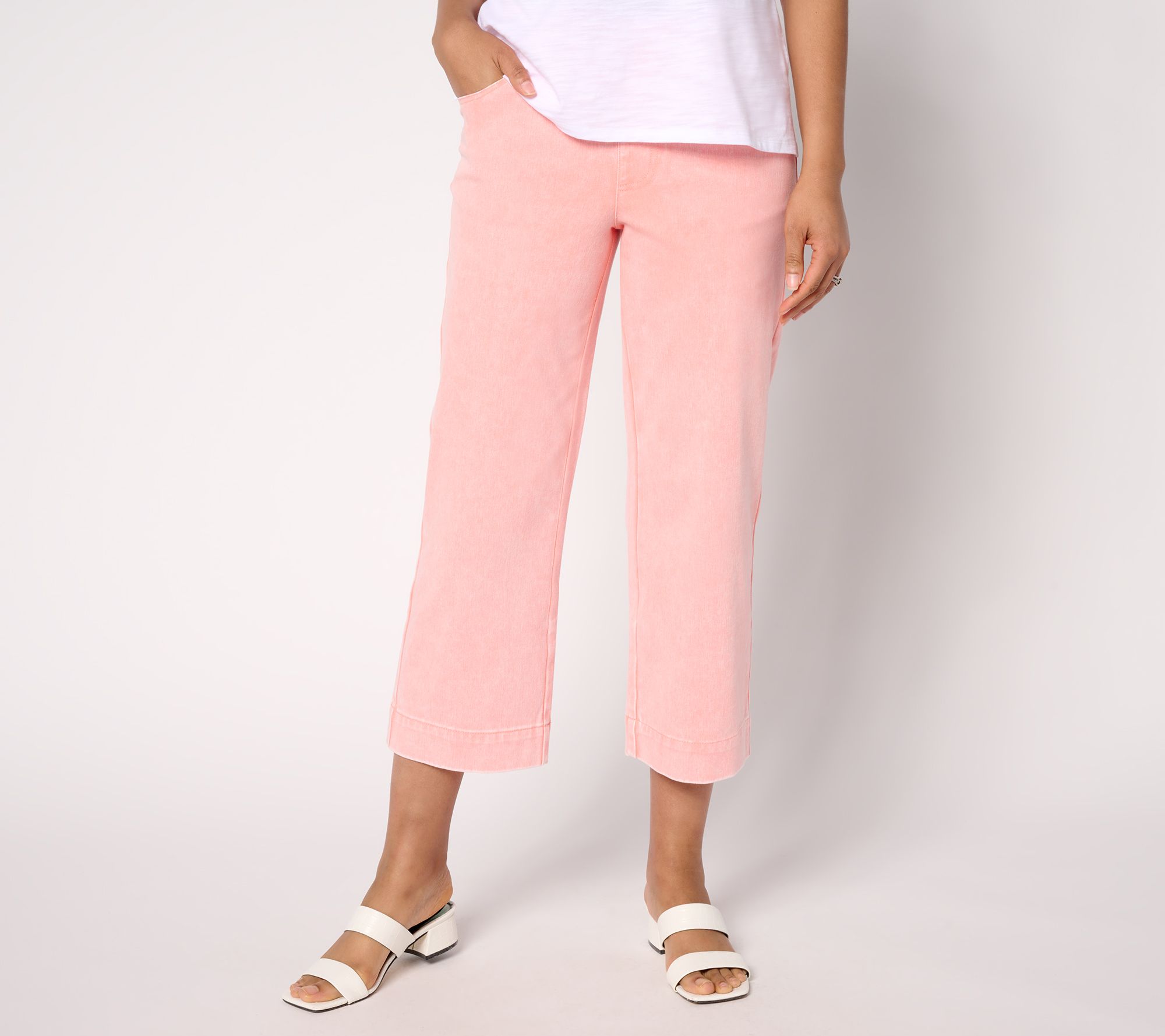 "As Is" Belle Beach by Kim Gravel Petite Delray Denim Wide Leg Jean