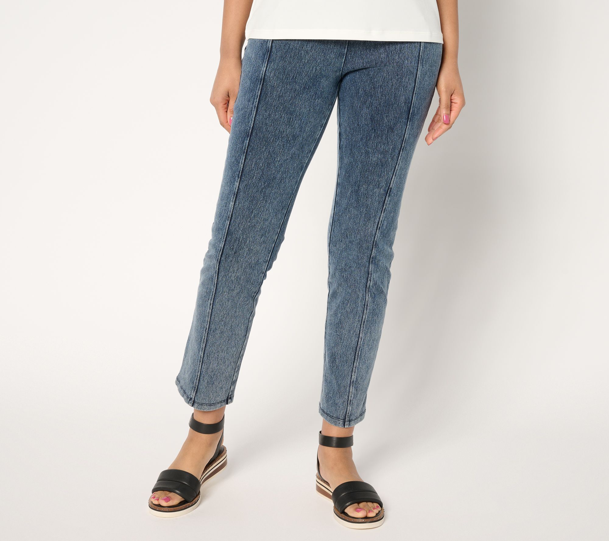 "As Is" Women with Control Tummy Control Pet Straight Leg Denim Pants