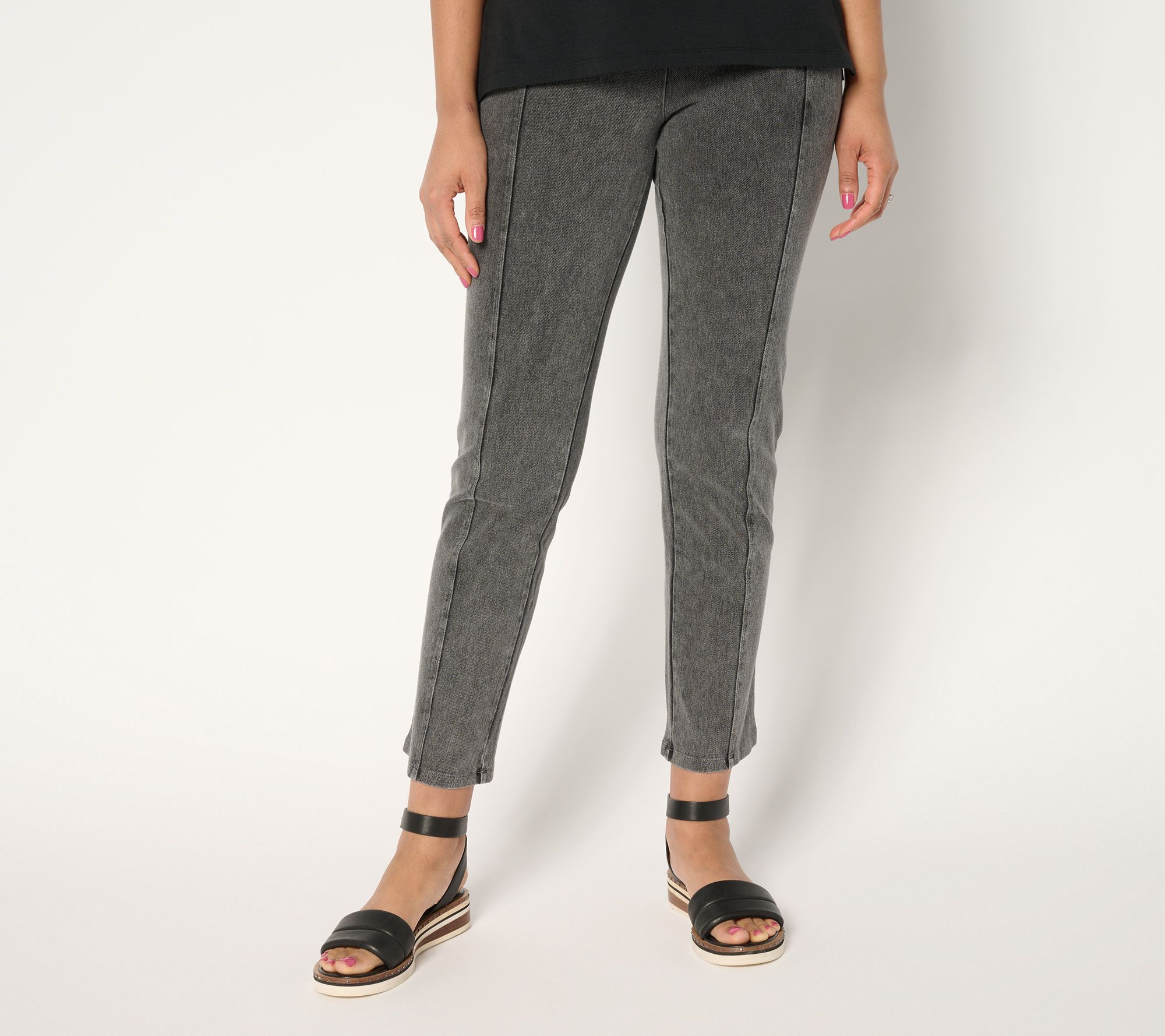 "As Is" Women with Control Tummy Control Pet Straight Leg Denim Pants