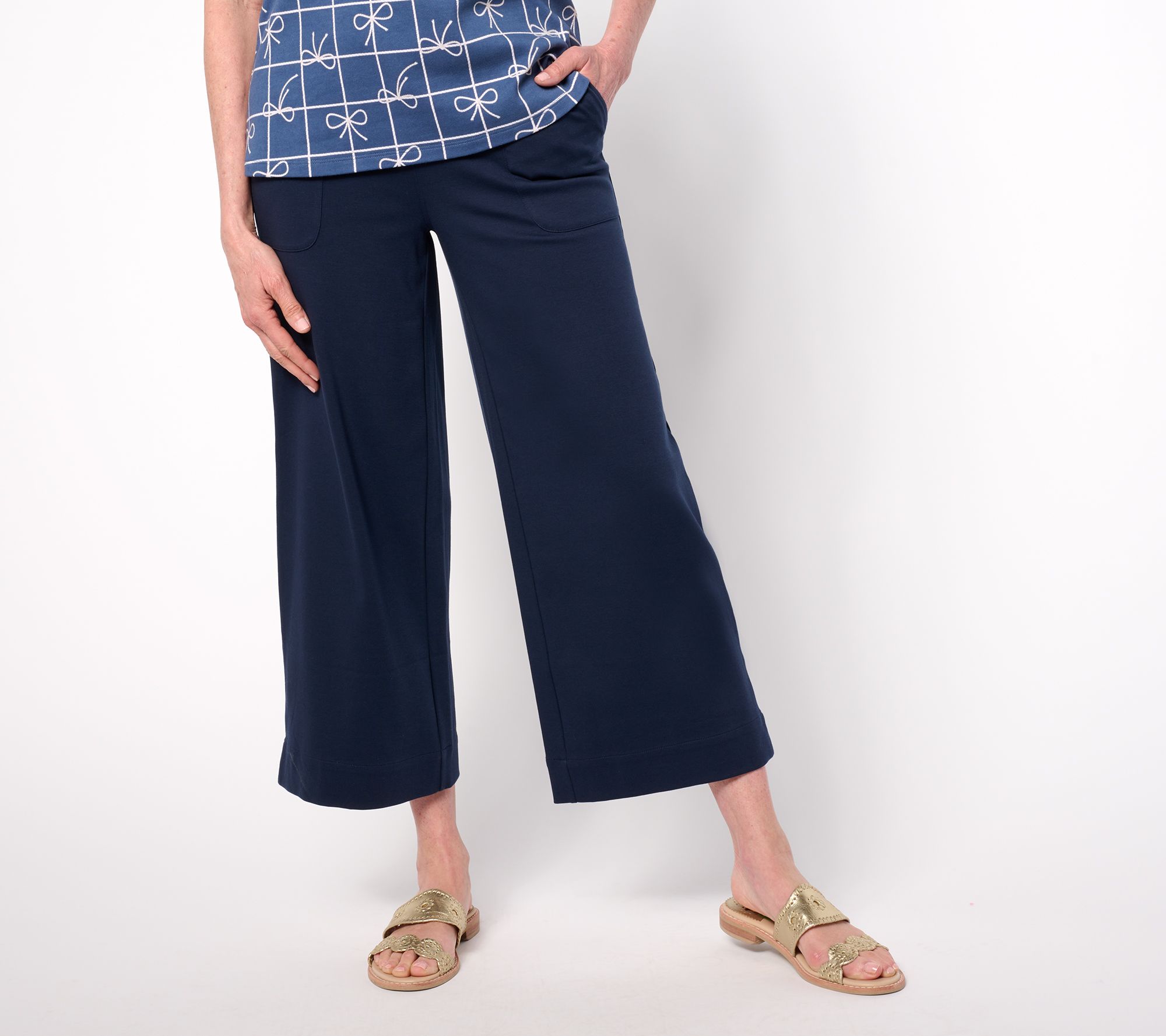"As Is" Isaac Mizrahi Live! Petite Essentials Culotte Pants