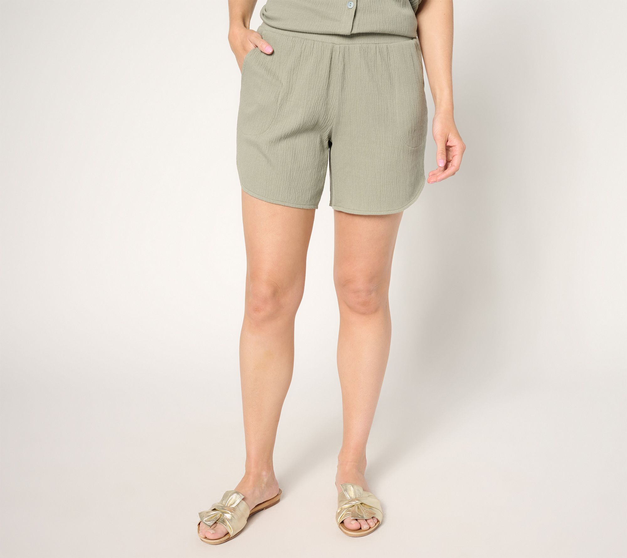 "As Is" Belle by Kim Gravel Reg Packabelle Curved Hem Shorts