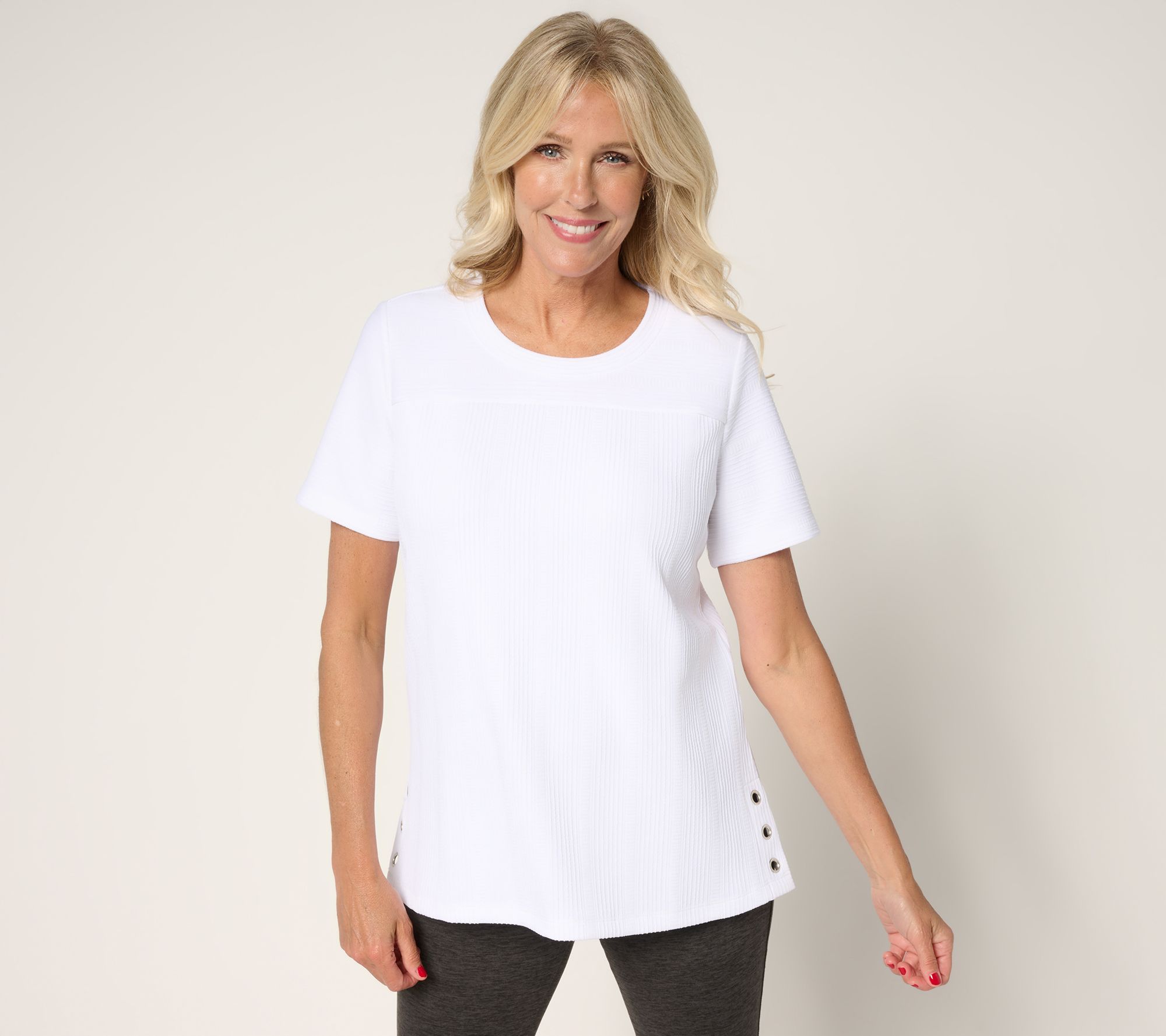 "As Is" Sport Savvy Jacquard Knit Short Sleeve Top