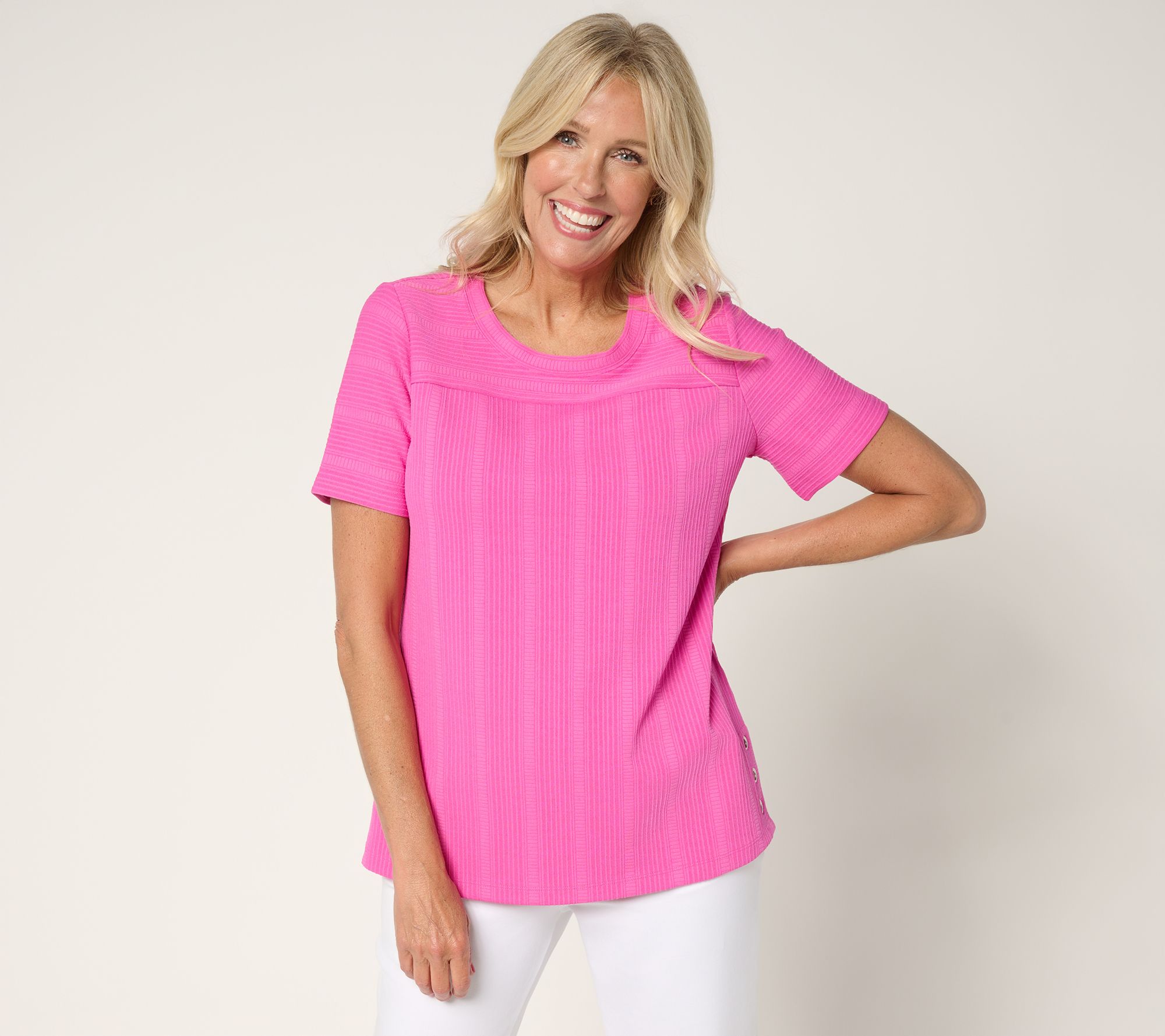 "As Is" Sport Savvy Jacquard Knit Short Sleeve Top