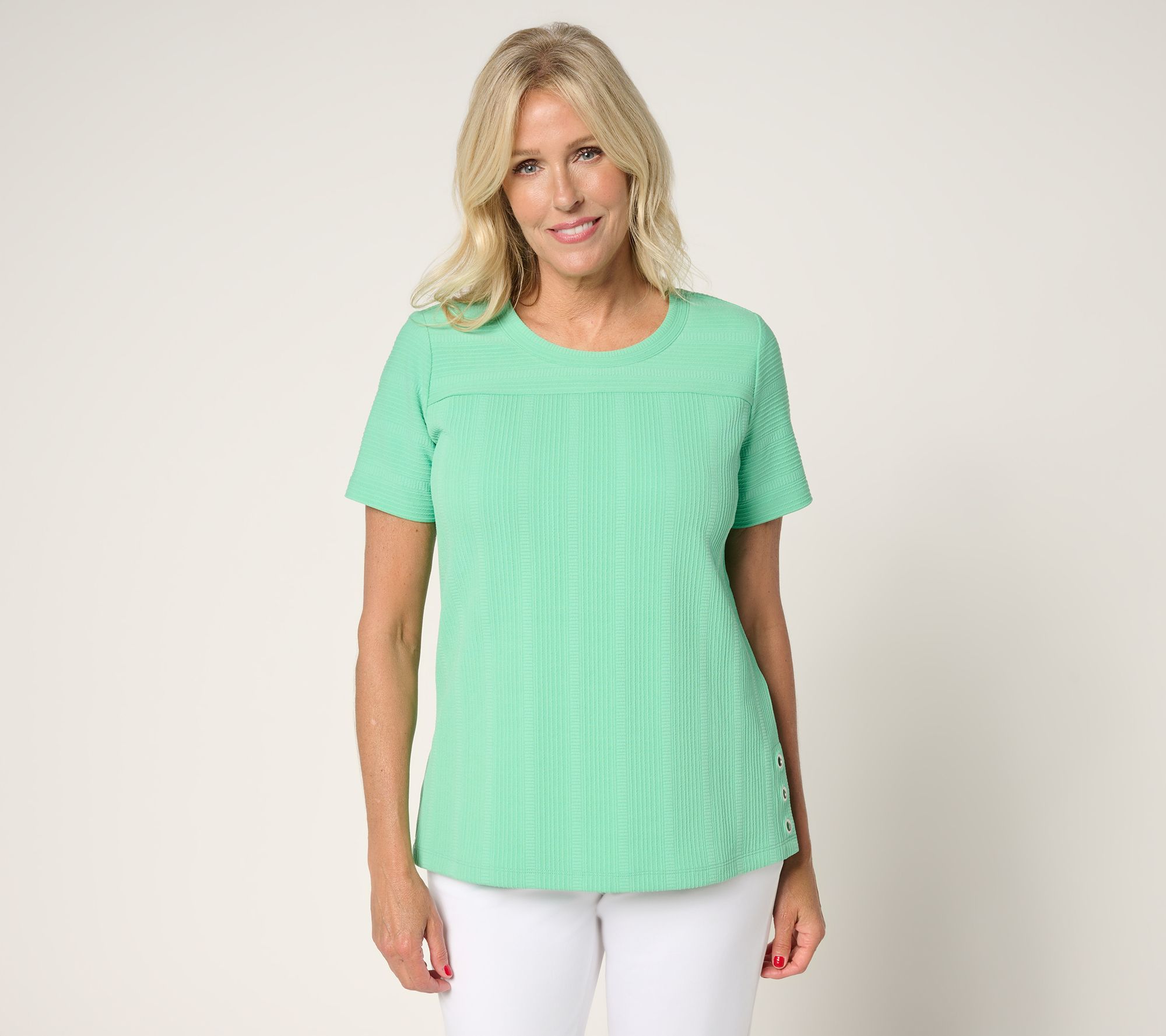 "As Is" Sport Savvy Jacquard Knit Short Sleeve Top