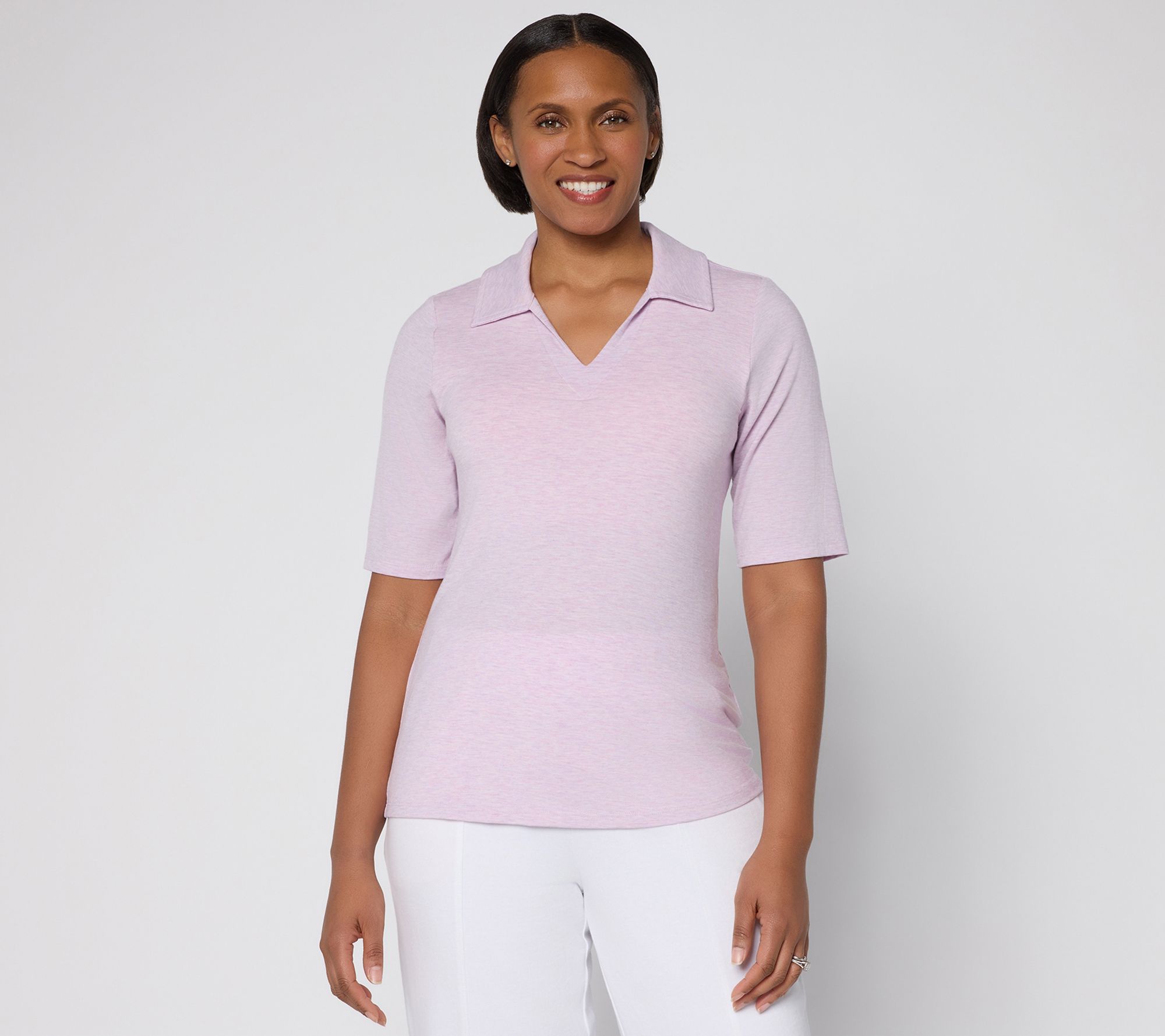 Anybody Soothing Knit Jersey Collared Top with Support System