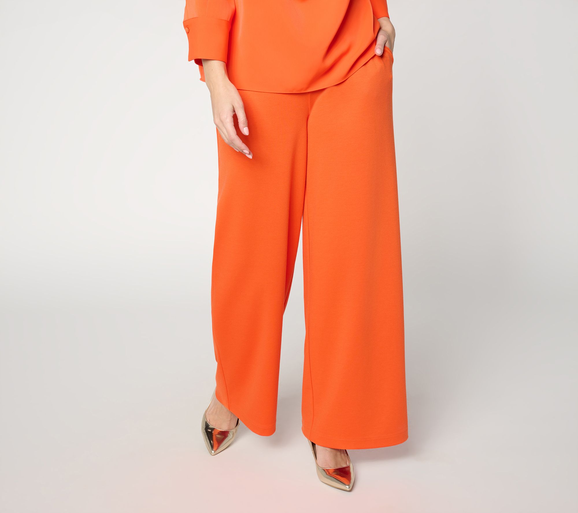 Carla Rockmore Collection Petite Pull-On Wide Leg Ponte Pants
