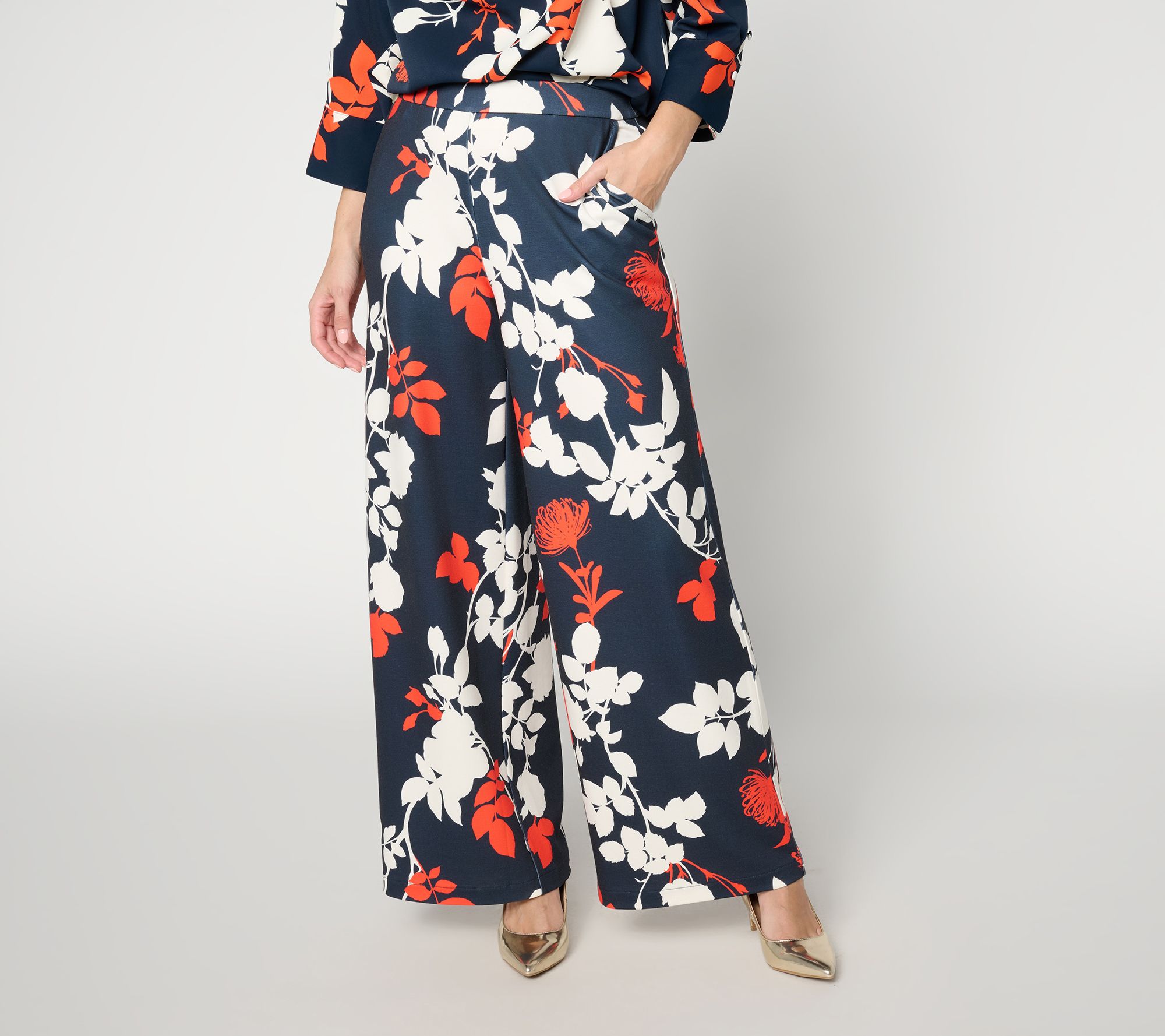 Carla Rockmore Collection Petite Pull-On Wide Leg Ponte Pants