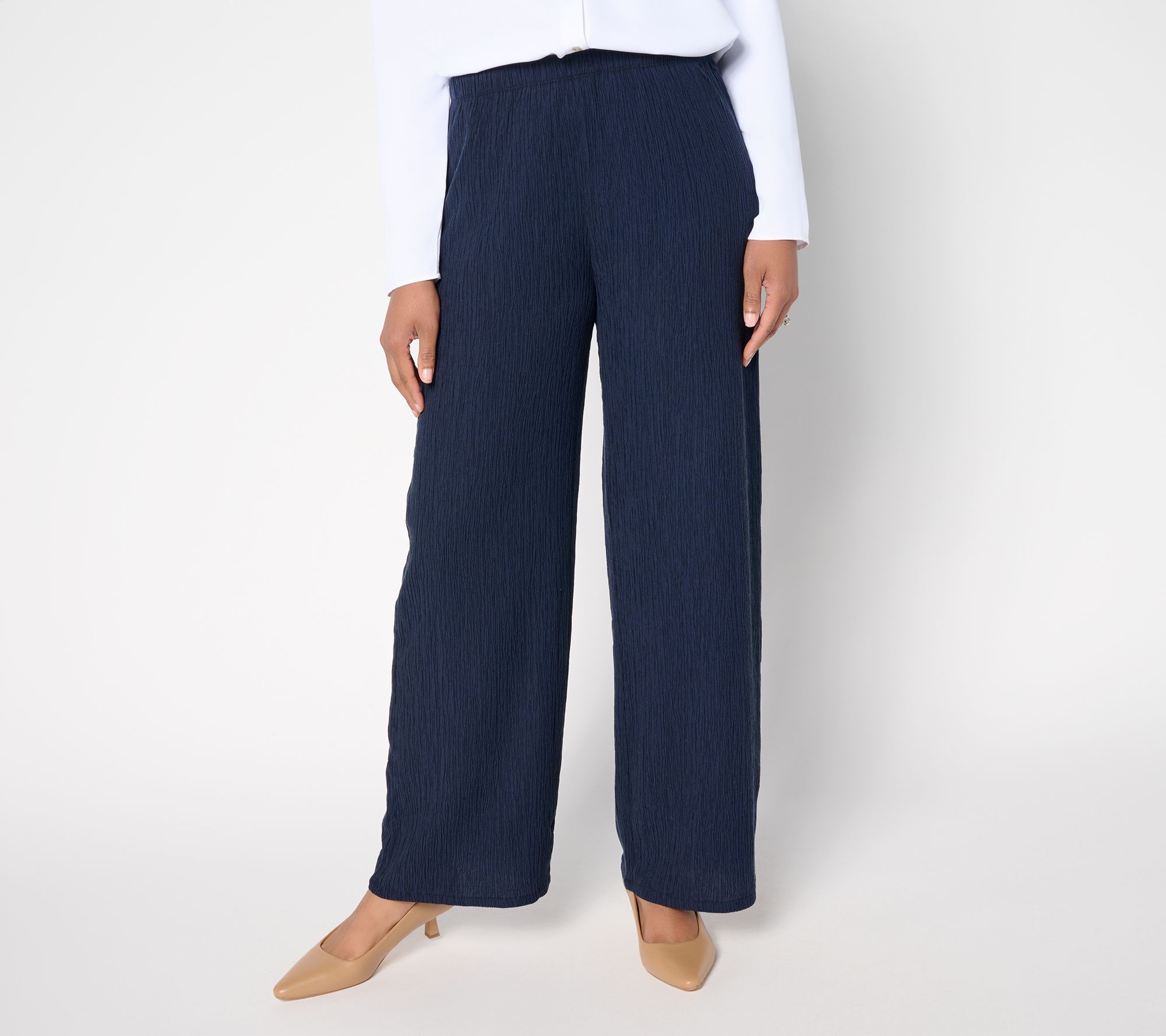 "As Is" Susan Graver Reg Textured Woven Wide Leg Pull On Pant