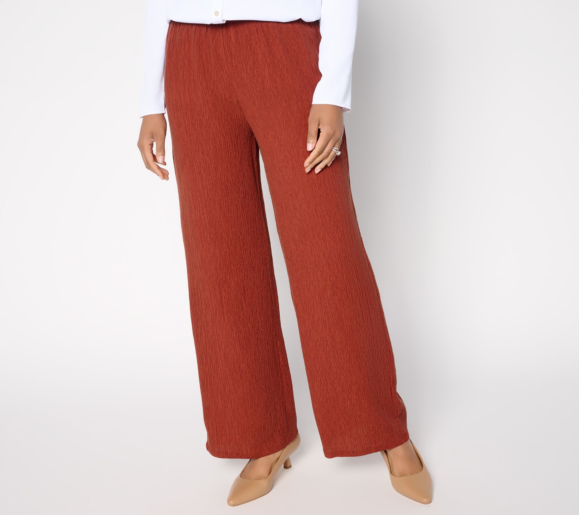"As Is" Susan Graver Reg Textured Woven Wide Leg Pull On Pant