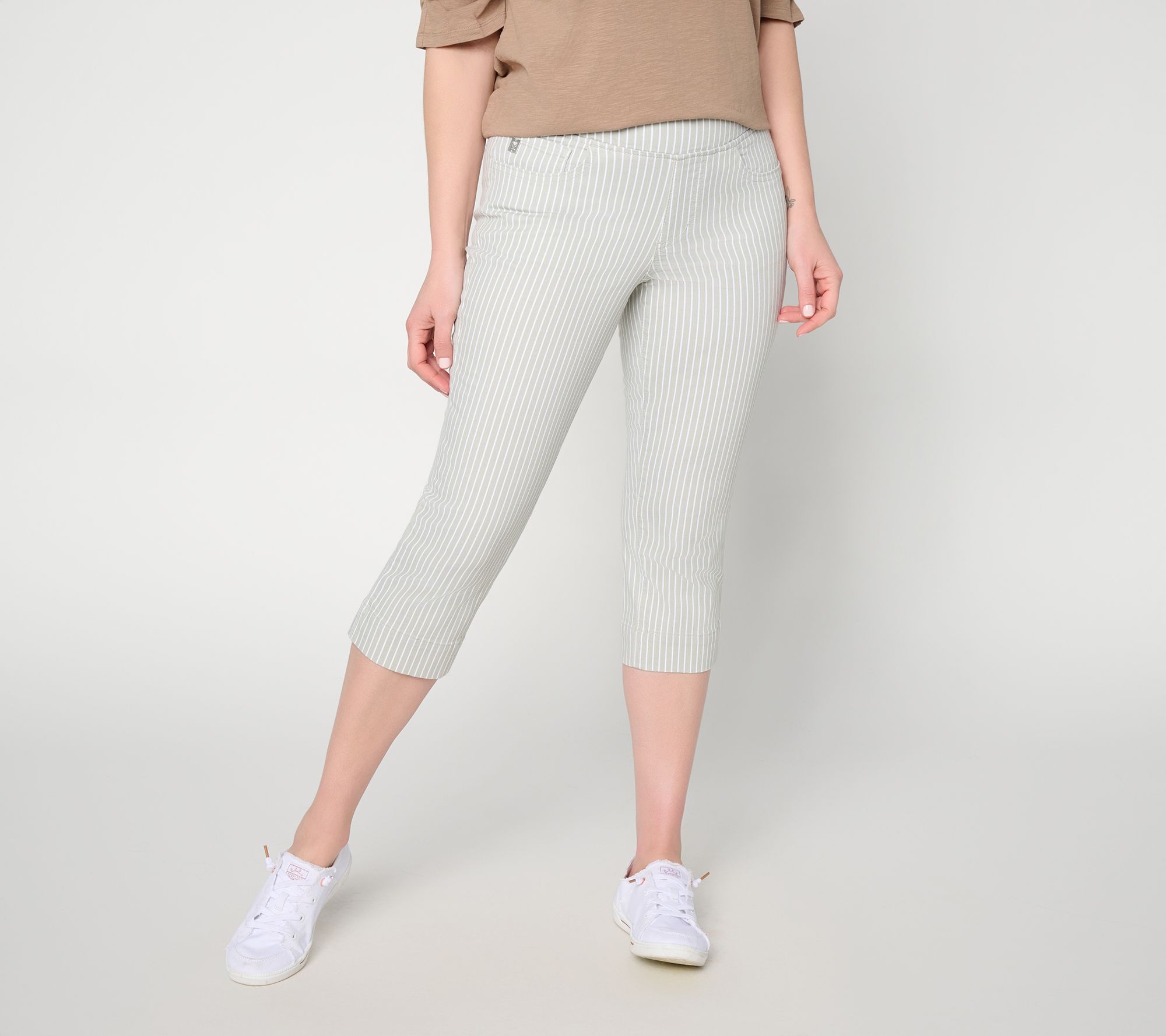 Belle by Kim Gravel Petite TripleLuxe Stripe Twill Capri Jean