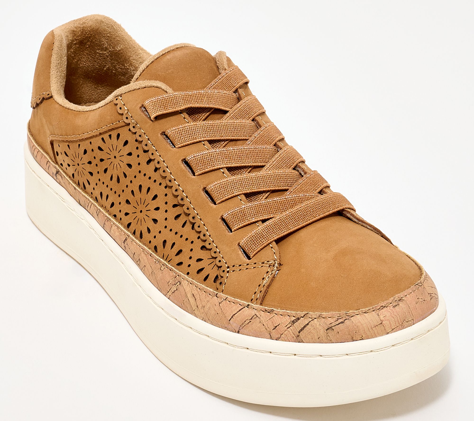 Earth Leather Sneakers with Stretch Laces -Kristal