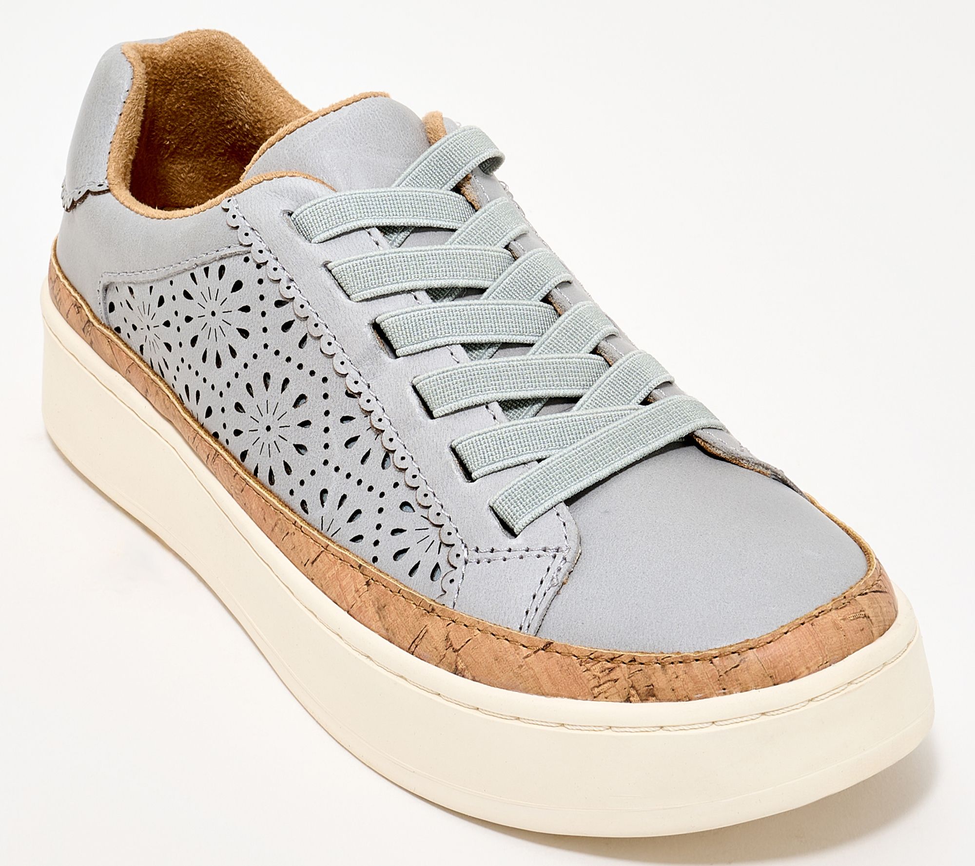 Earth Leather Sneakers with Stretch Laces -Kristal