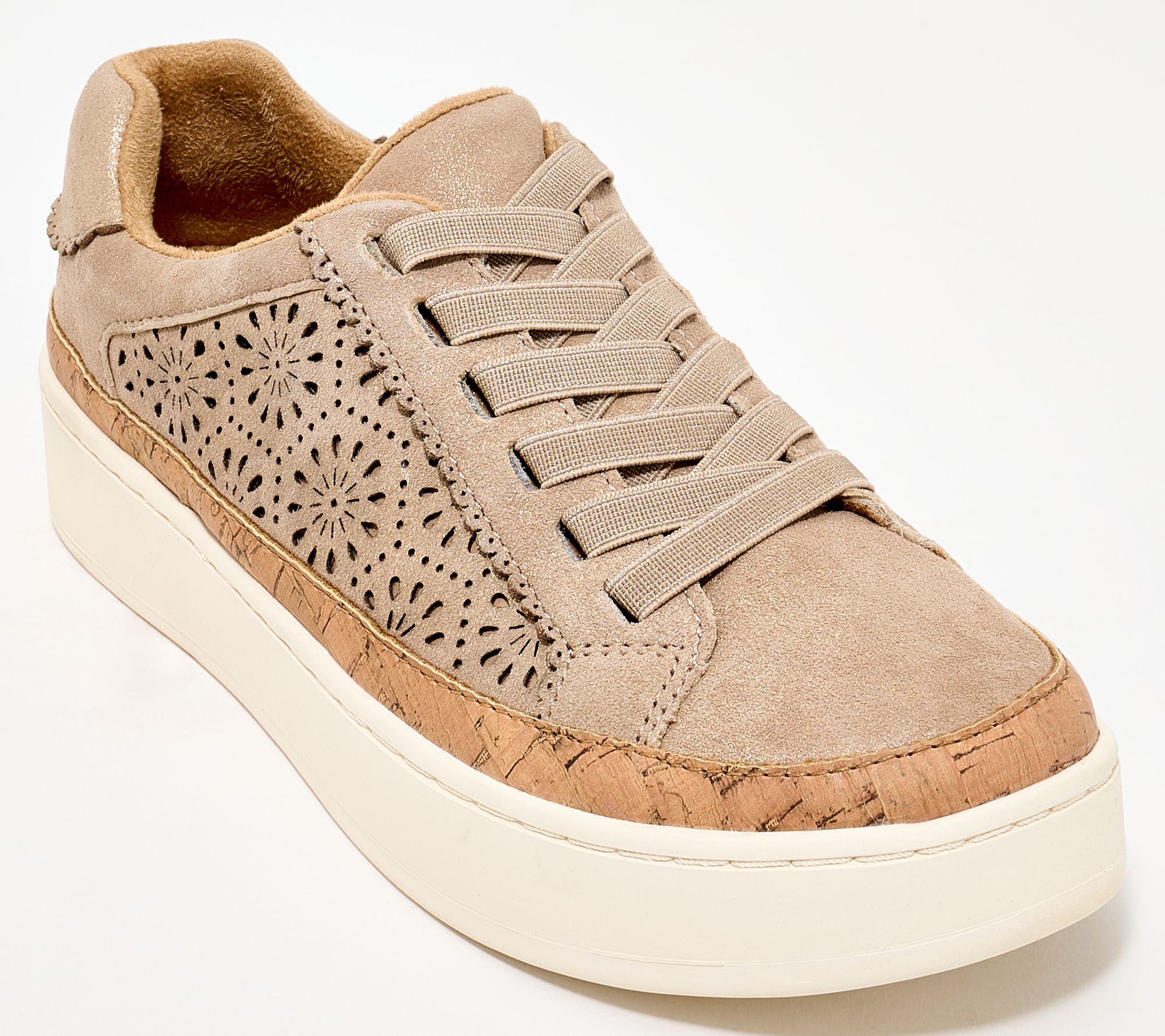 Earth Leather Sneakers with Stretch Laces -Kristal
