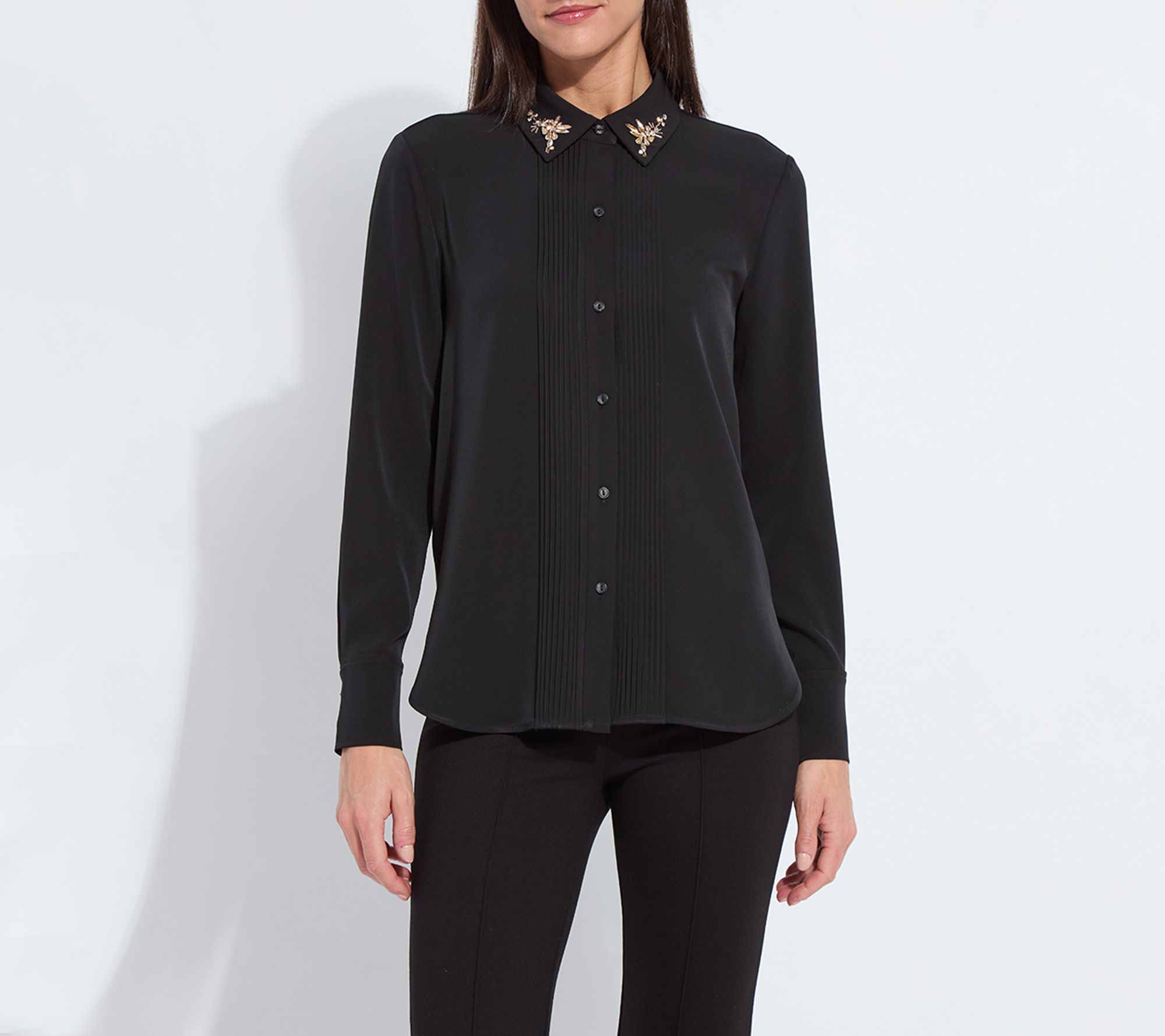 Lysse New York Lizeth Embellished Tuxedo Shirt