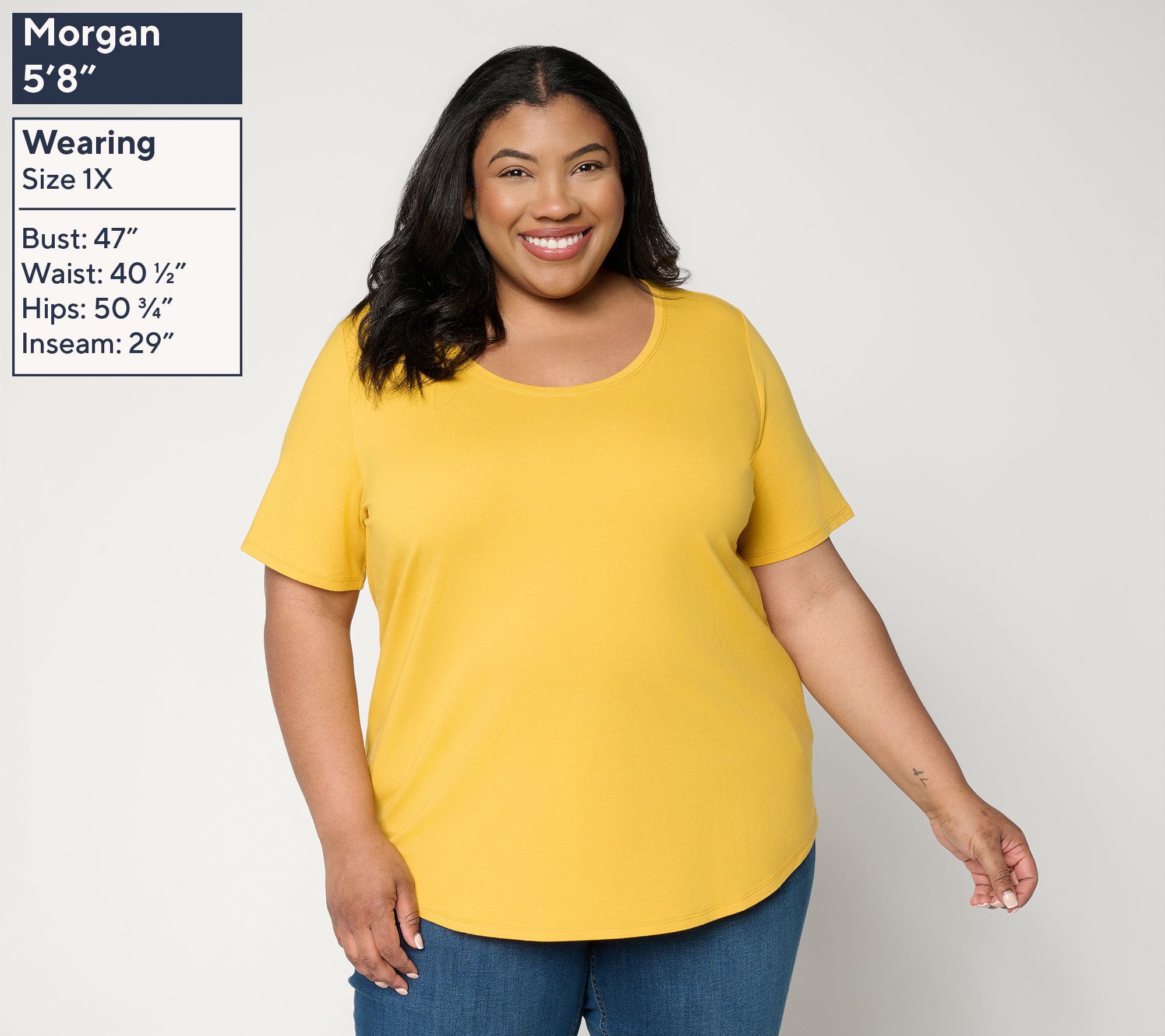 Susan Graver Essentials Comfy Cotton Top With Shirt-Tail Hem - QVC.com