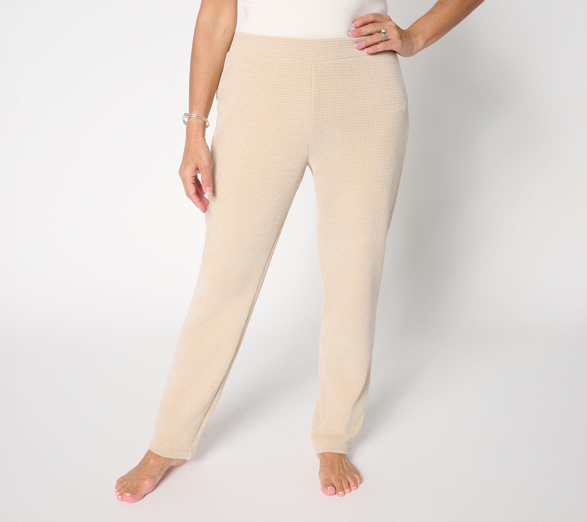 "As Is" Modern Soul Chenille Waffle Knit Tapered Lounge Pant