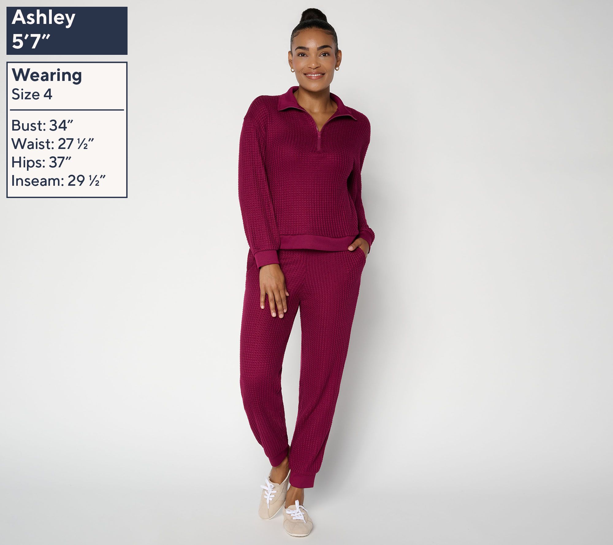 MUK LUKS Tall Waffle Quarter Zip & Jogger Set - QVC.com