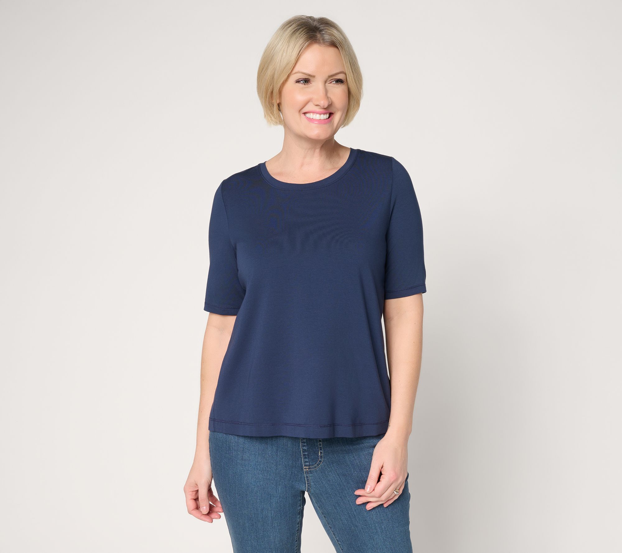 "As Is" AnyBody Cozy Knit Jersey and Waffle Mixed Tee