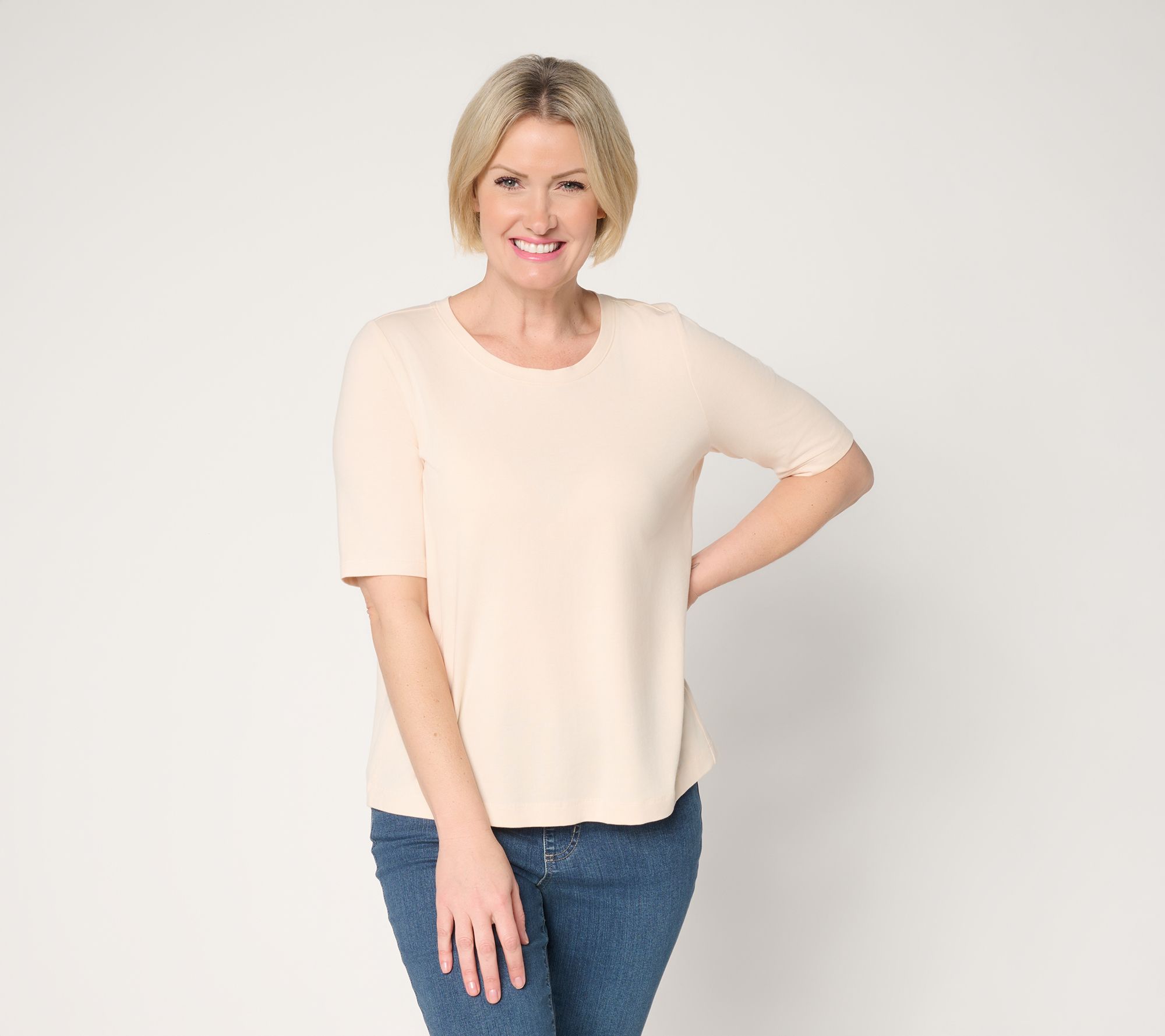 "As Is" AnyBody Cozy Knit Jersey and Waffle Mixed Tee