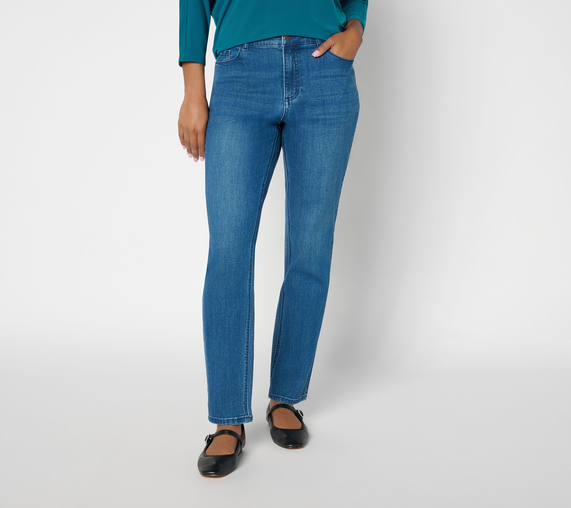  Susan Graver Regular Soft Stretch Full Length Slim Leg Jean