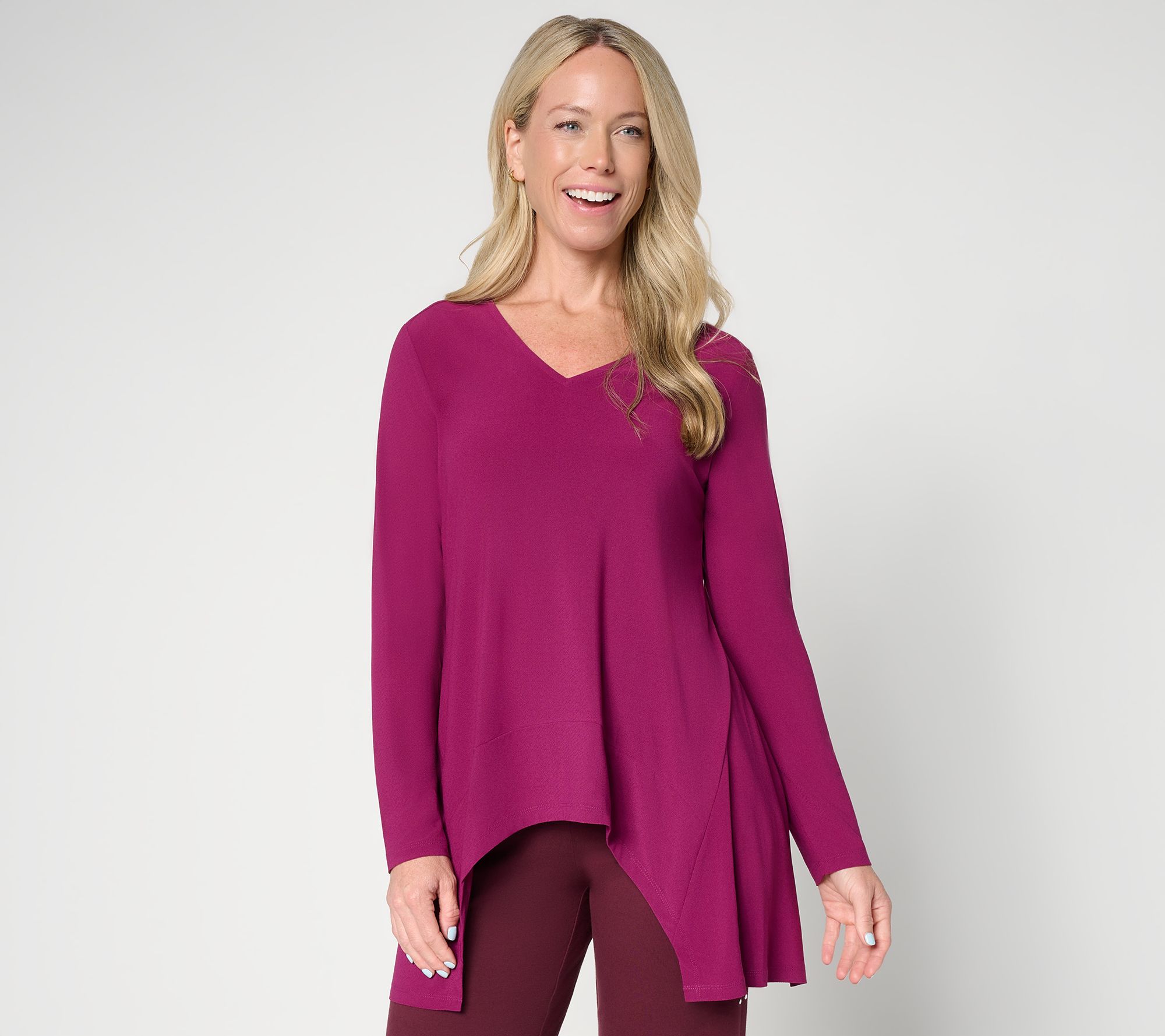 Women with Control Petite Moss Crepe V Neck Tunic