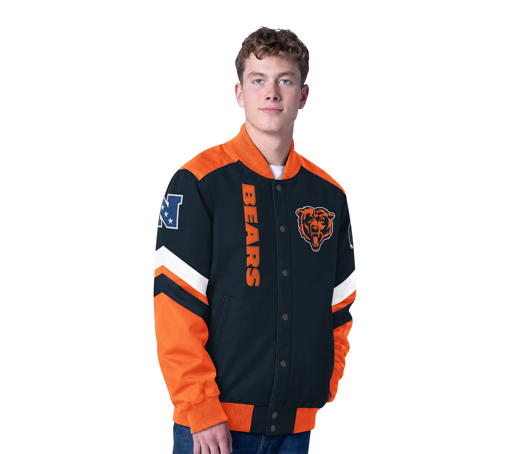 NFL Officially Licensed Men's Snapfront Racing Varsity Jacket