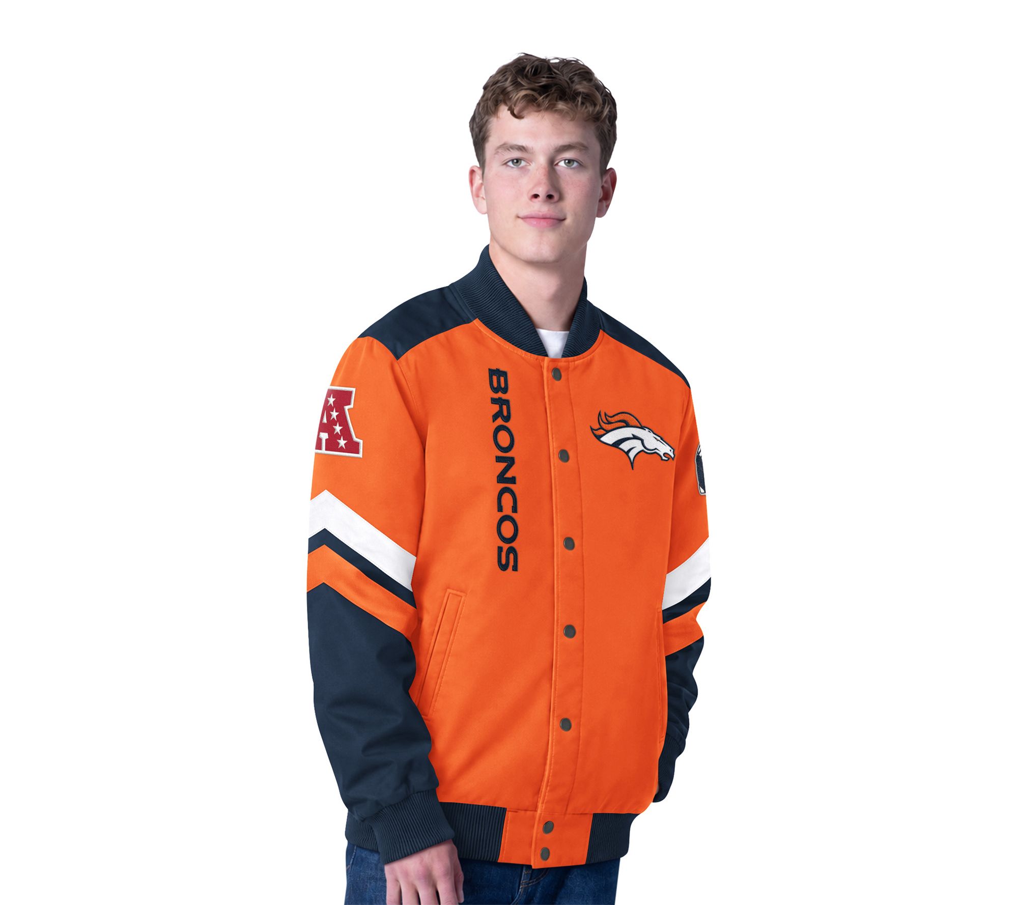 NFL Officially Licensed Men's Snapfront Racing Varsity Jacket