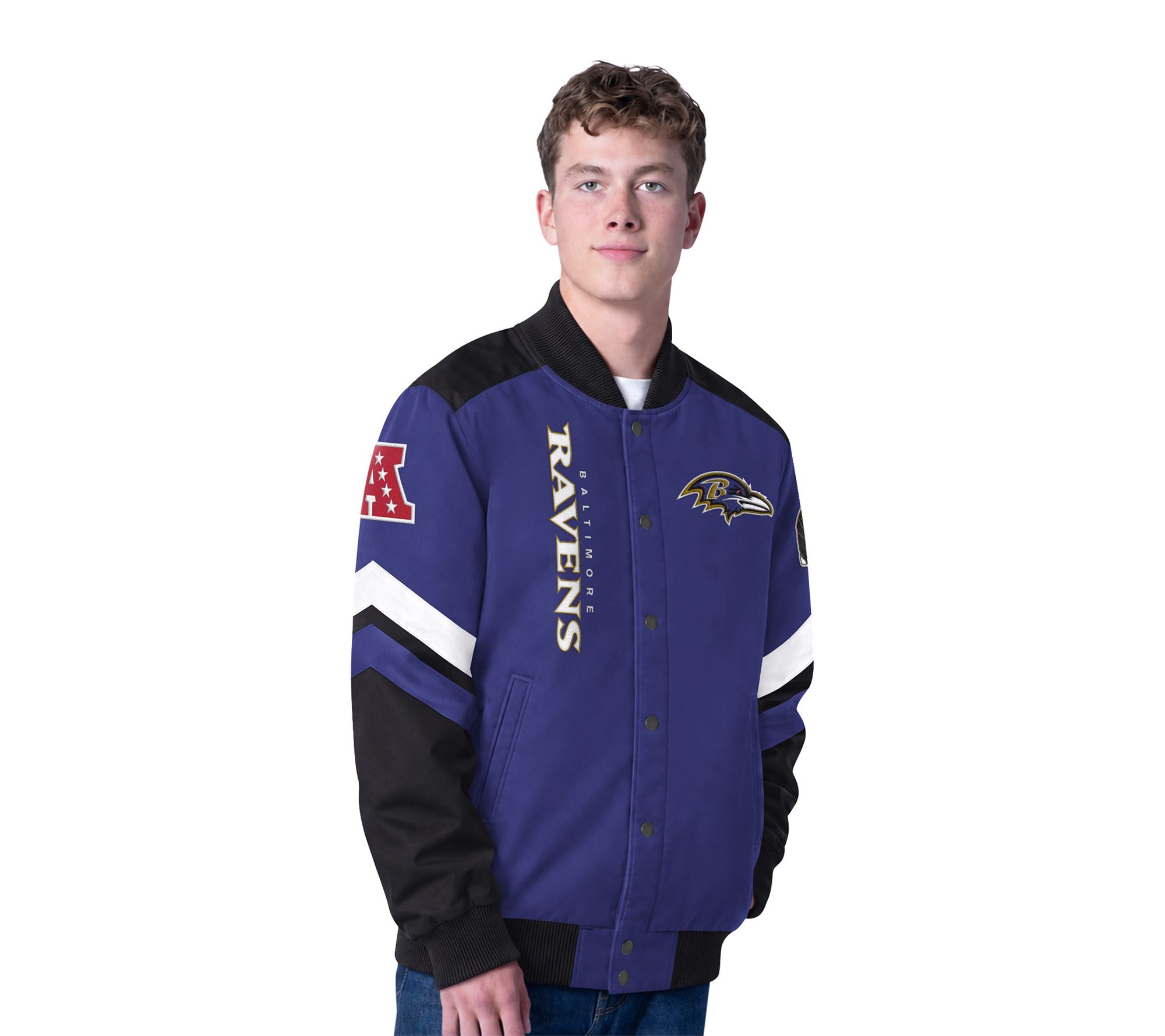 NFL Officially Licensed Men's Snapfront Racing Varsity Jacket