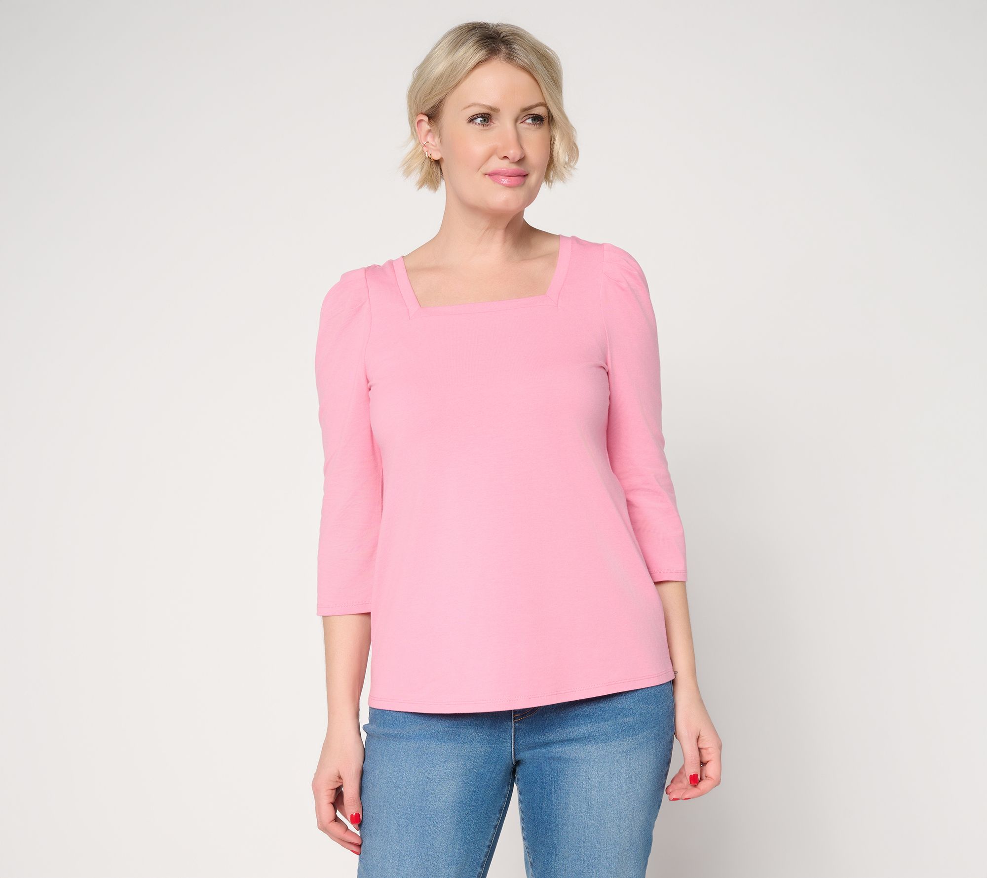 "As Is" Ree by the Pioneer Woman Essential Square Neck Elbow Slv Top