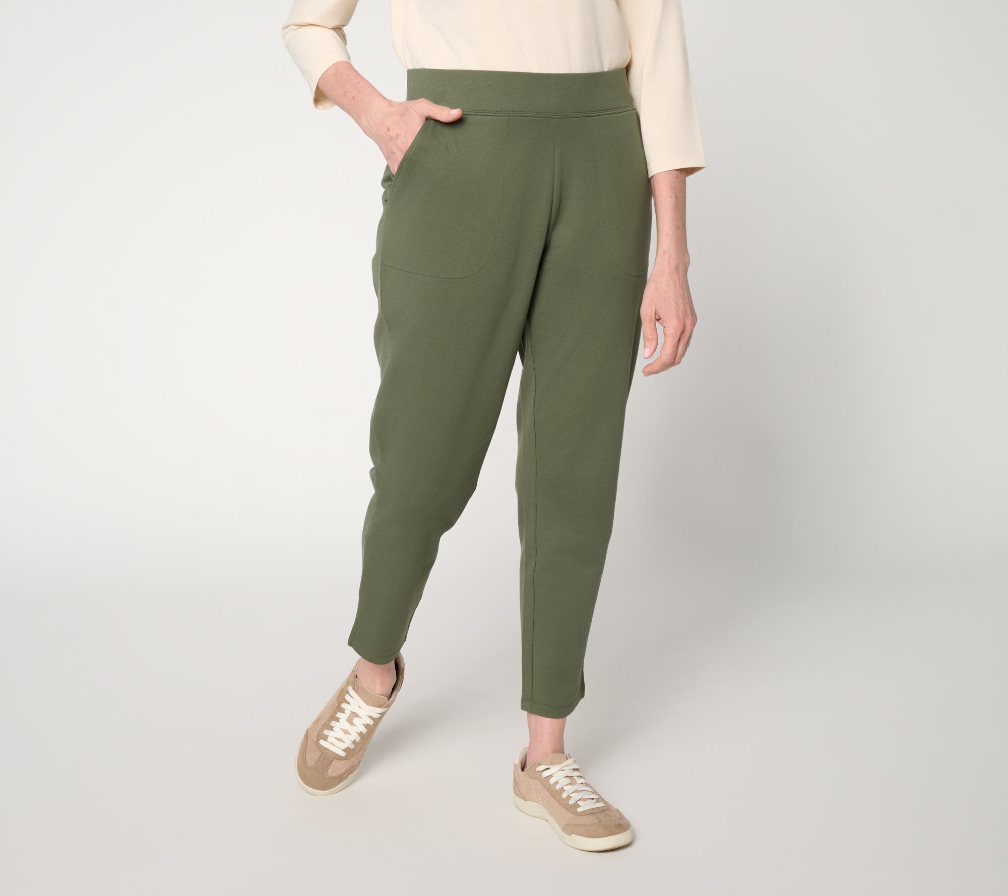 "As Is" Denim & Co. Petite EasyWear French Terry Ankle Pants