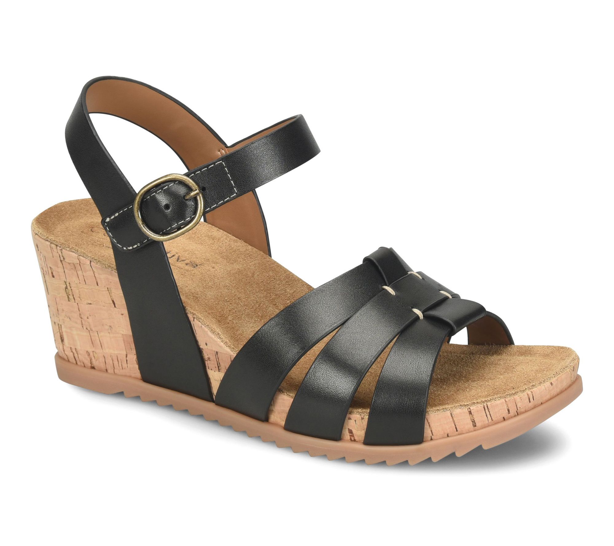 Comfortiva Leather Cork Wrapped Wedge Sandal -Taralyn