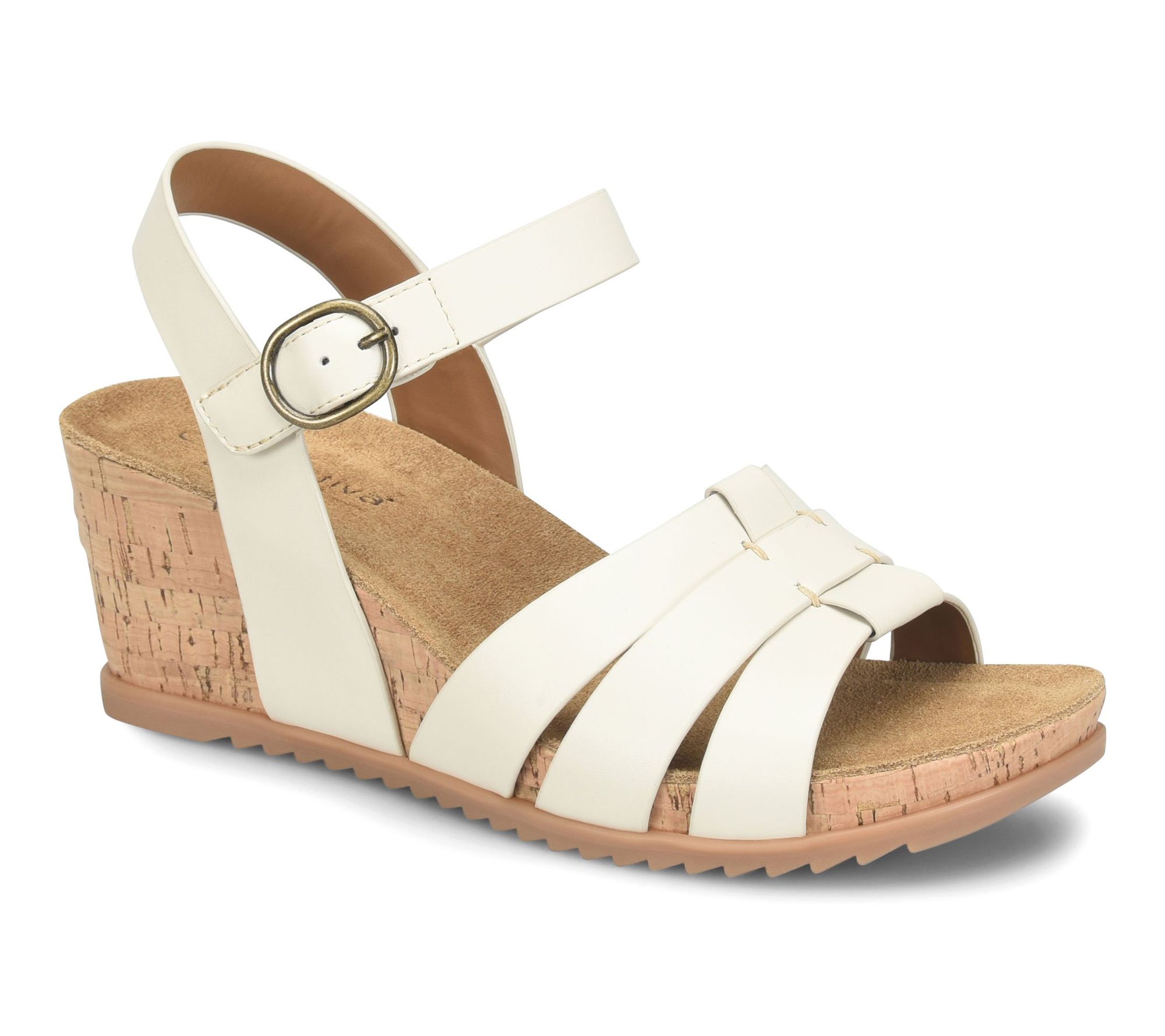 Comfortiva Leather Cork Wrapped Wedge Sandal -Taralyn