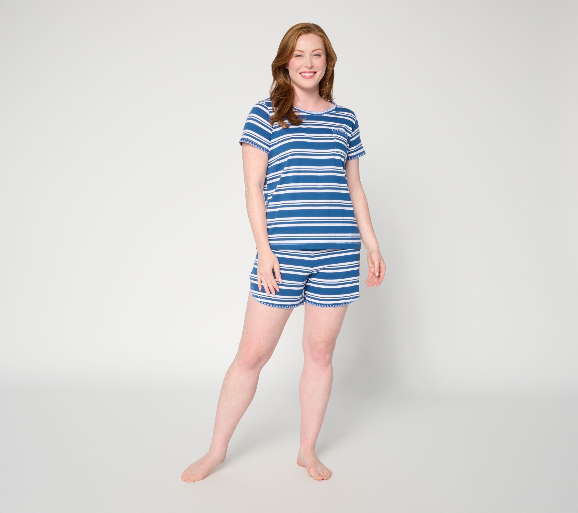 "As Is" Carole Hochman Cotton Jersey Embroidered Short PJ Set
