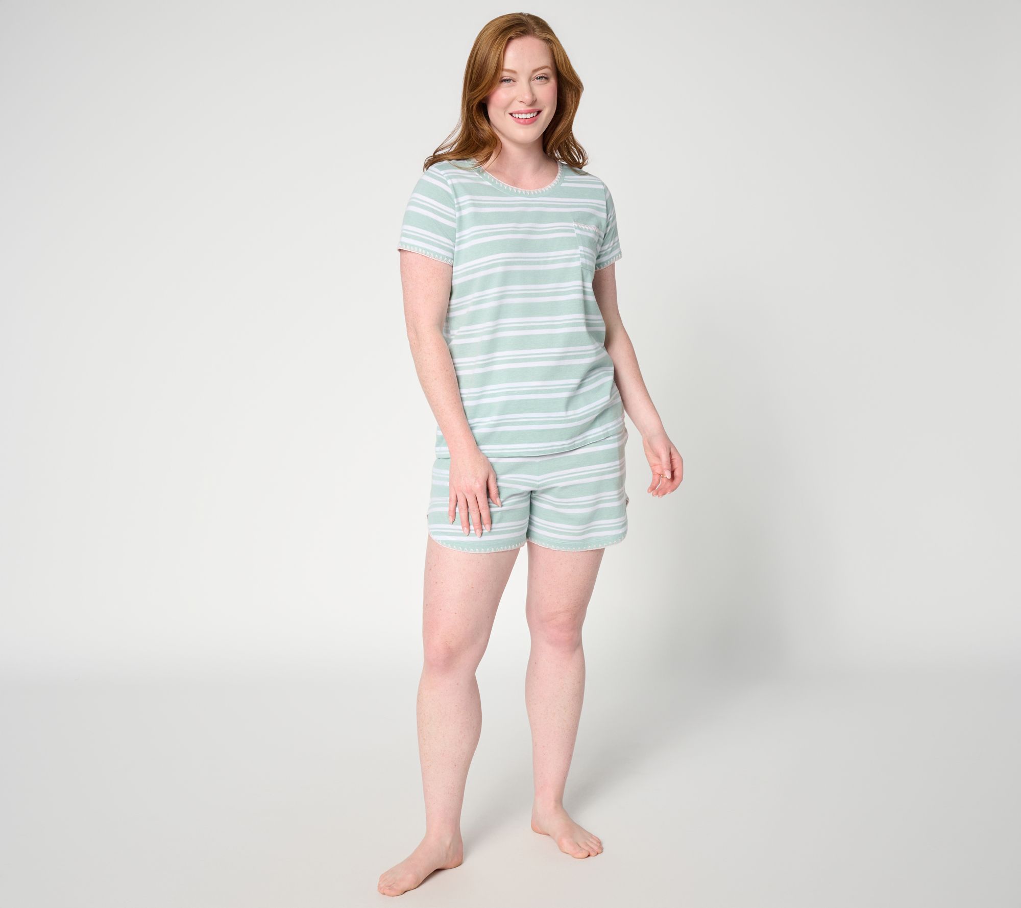 "As Is" Carole Hochman Cotton Jersey Embroidered Short PJ Set