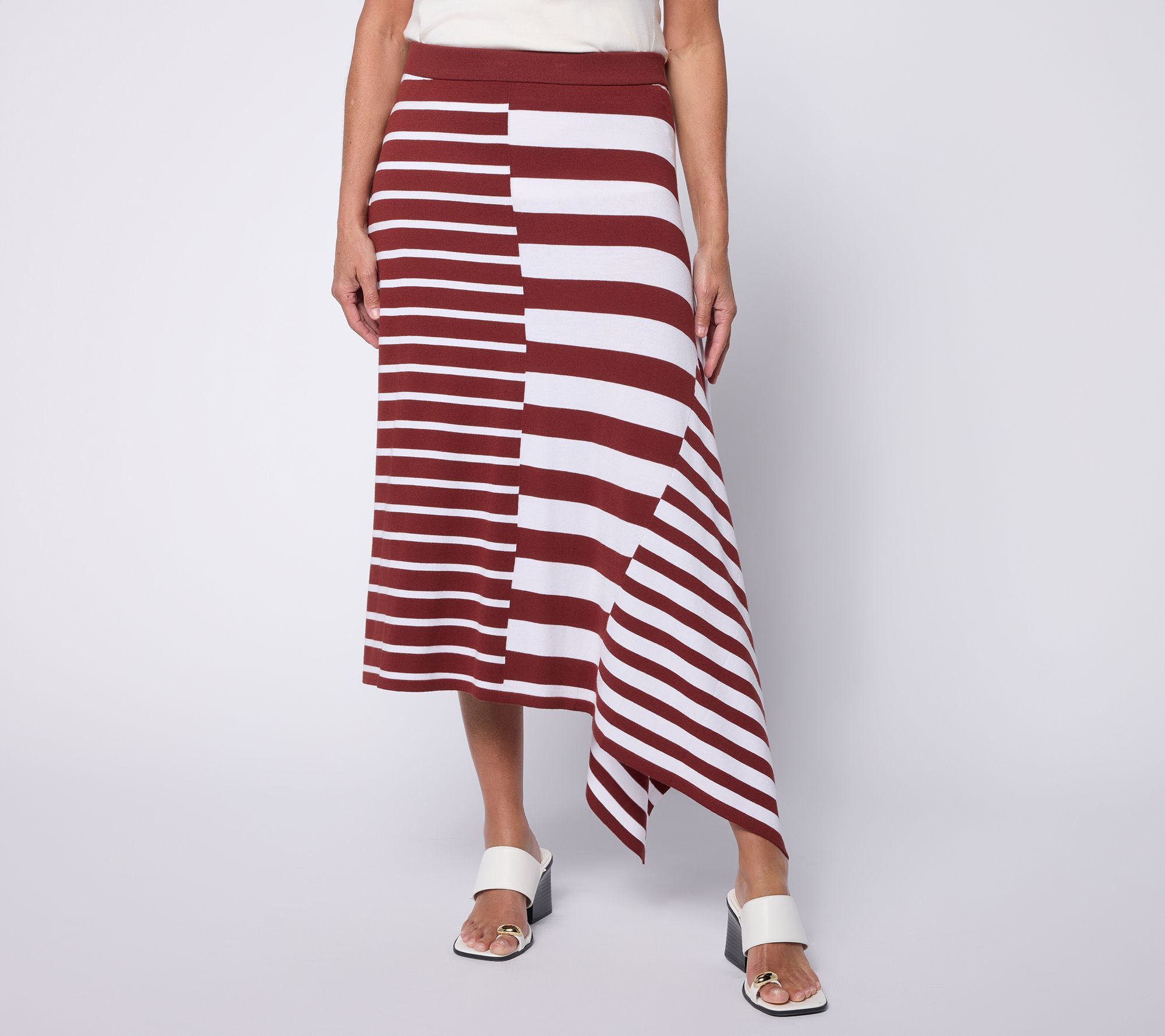 "As Is" Women with Control Pet Asymmetric Seaside Sweater Knit Skirt