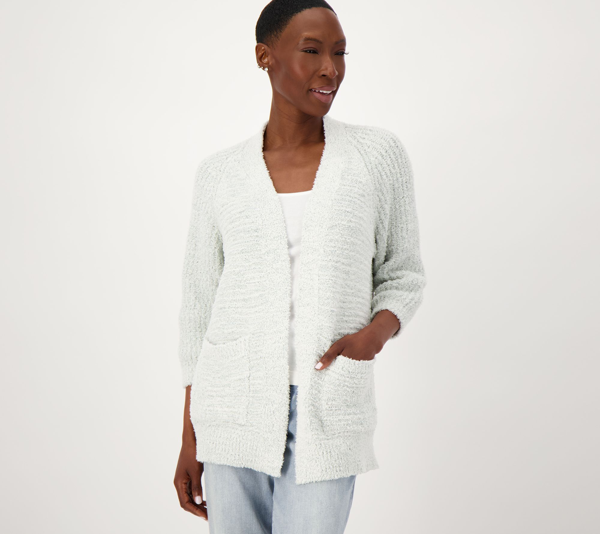 Barefoot Dreams CozyTwist Open Front Cardigan - QVC.com Barefoot Dreams CozyTwist Open Front Cardigan - QVC.com
