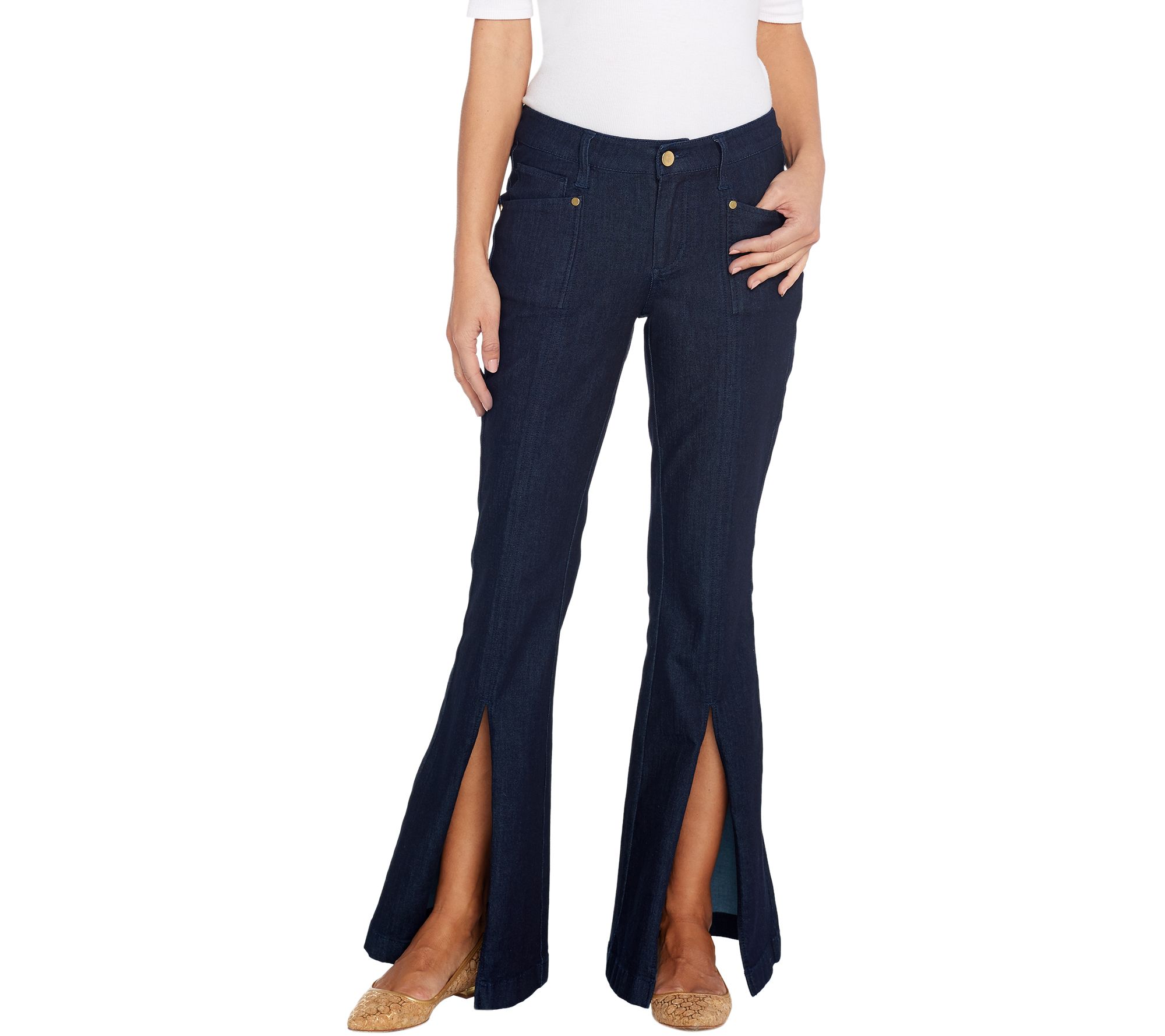 "As Is" G.I.L.I. Regular Front Slit Wide Leg Denim - A349394