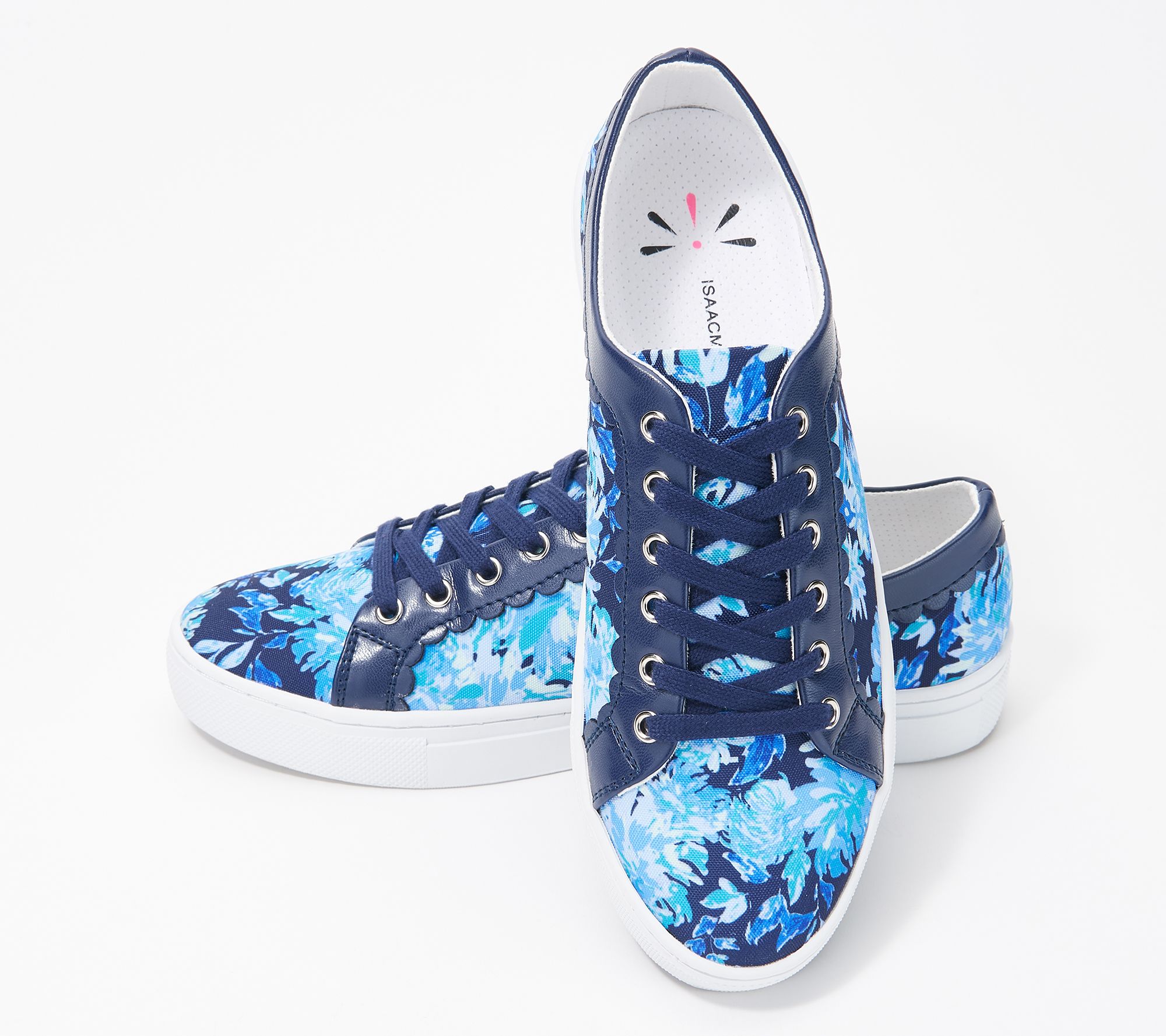 Isaac Mizrahi Live! Floral Printed Sneakers with Scallop Trim - QVC.com