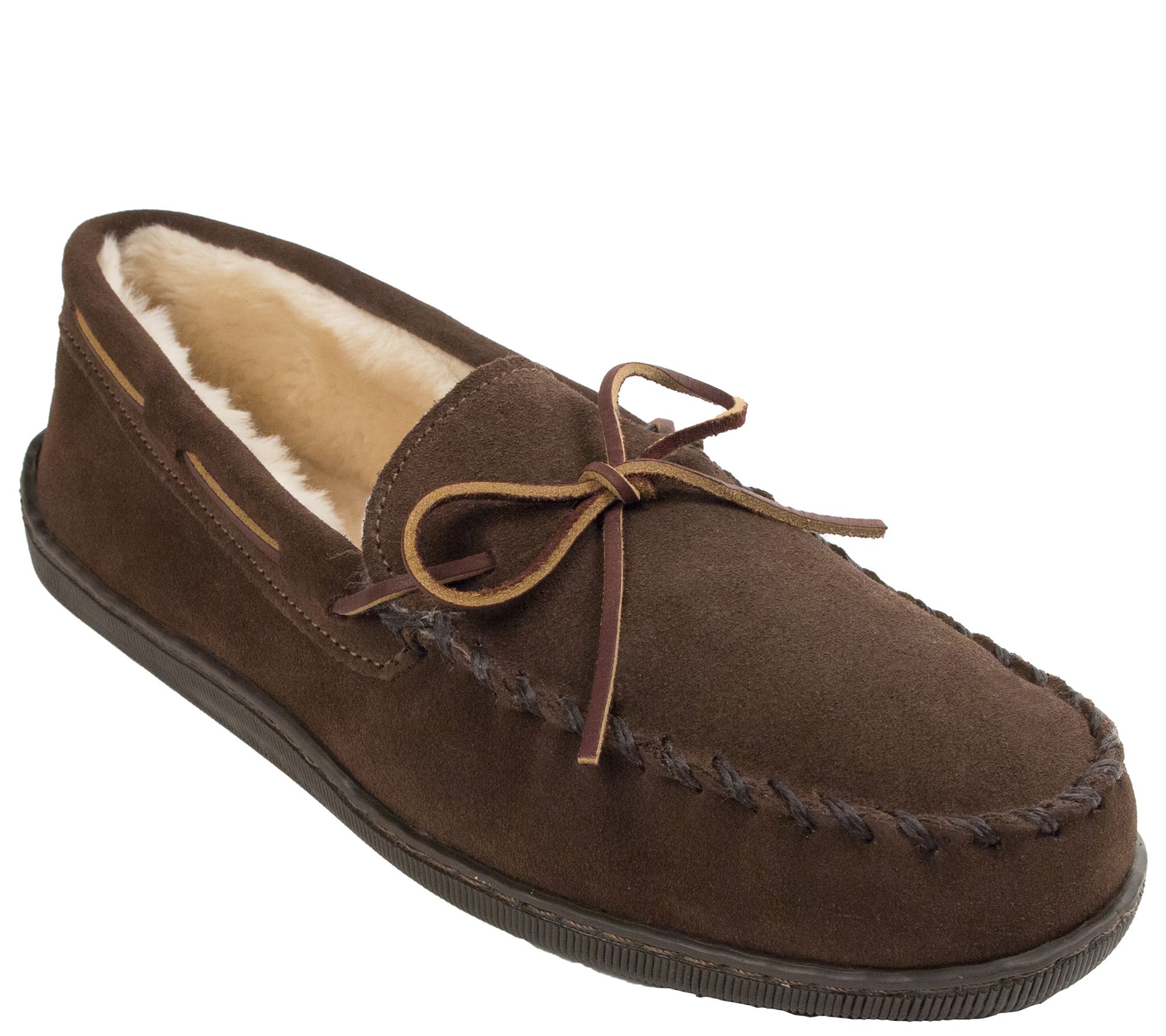 Minnetonka Men's Chocolate Pile-Lined HardsoleMoccasins