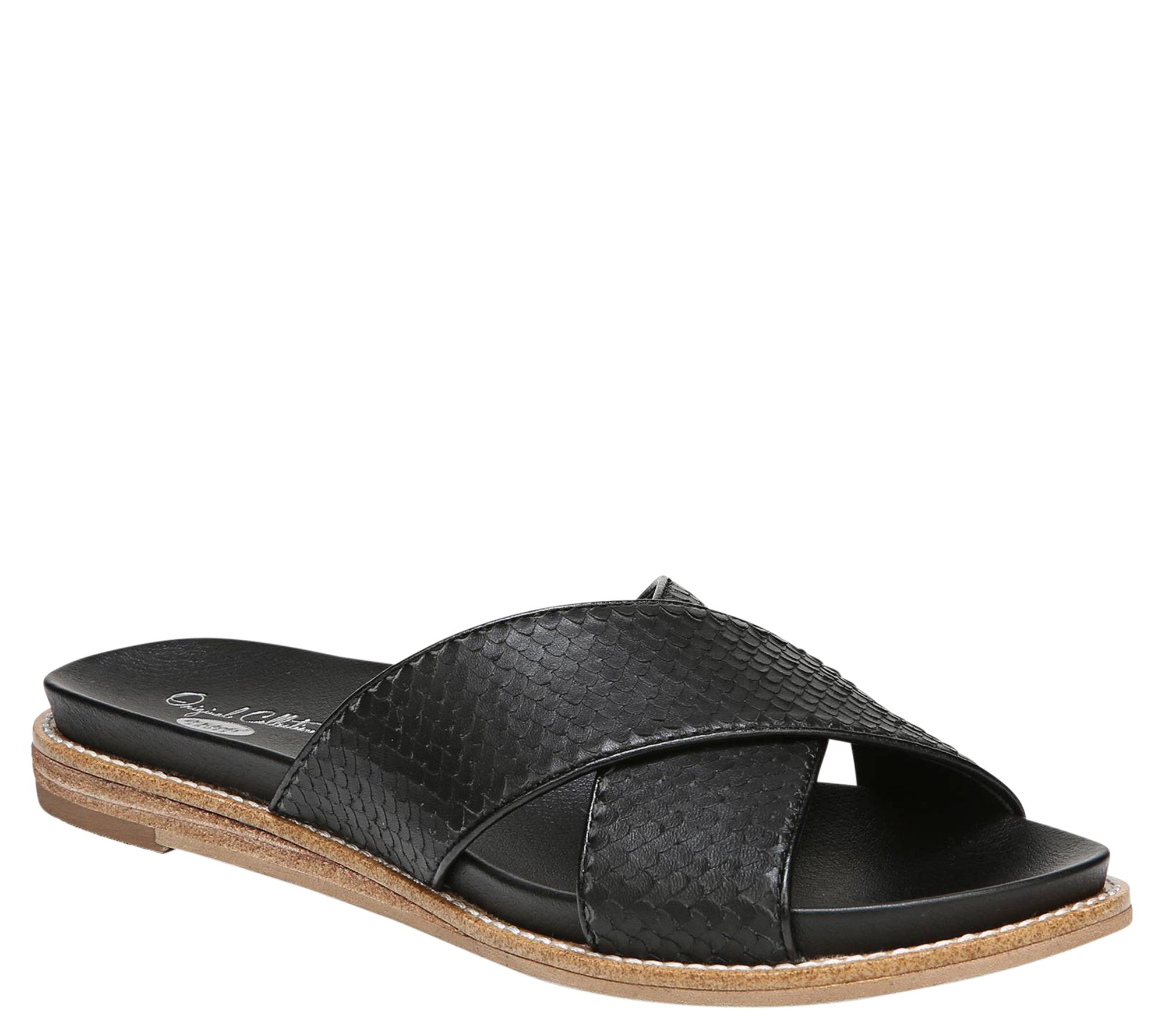 Dr. Scholl's Leather Slide Sandals - Deco - QVC.com