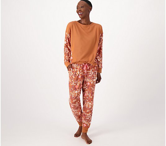 Cuddl Duds Comfortwear Relaxed Dolman Top and Jogger PJ Set