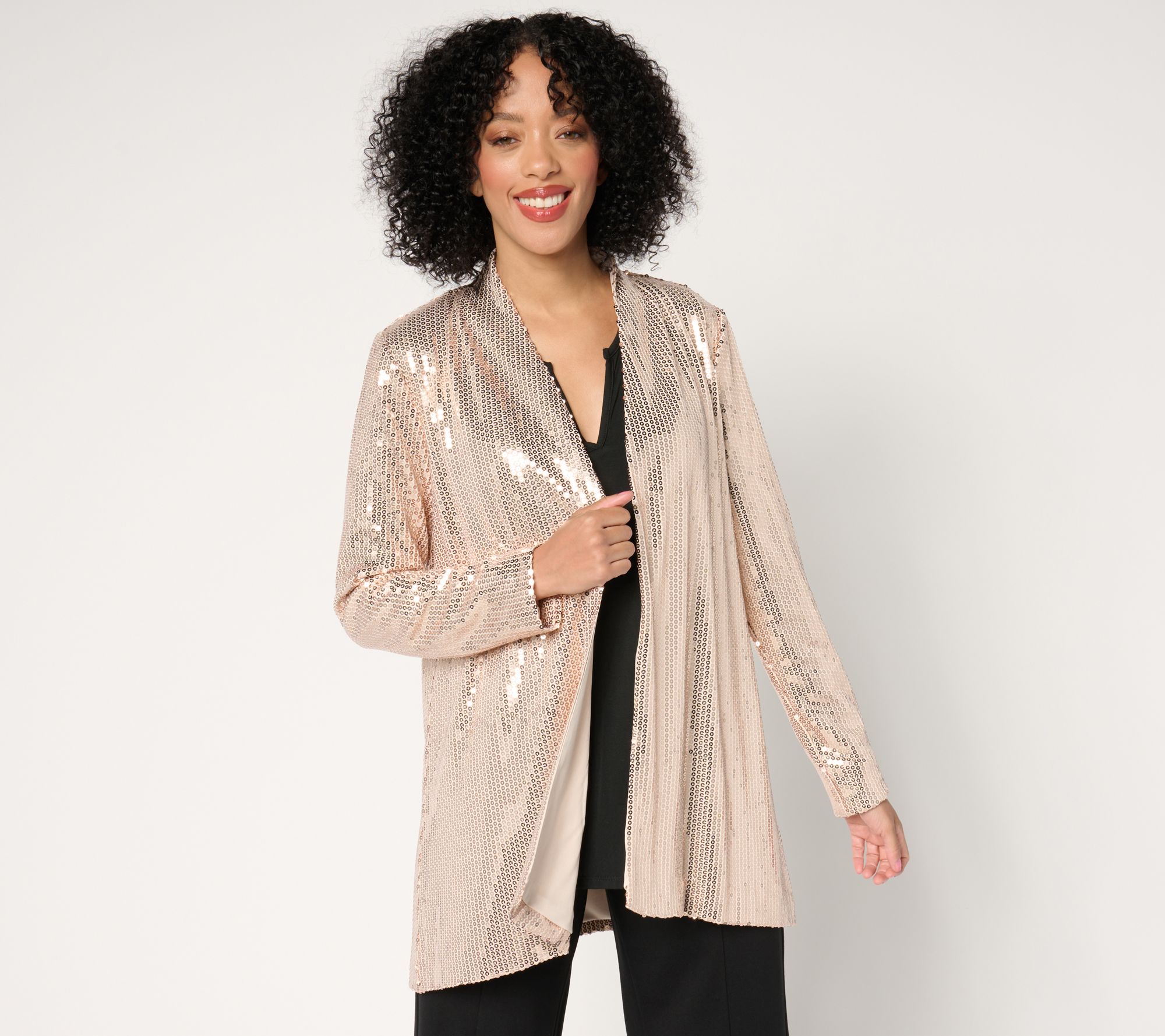 Dennis Basso Printed Sequin Fully Lined Cardigan