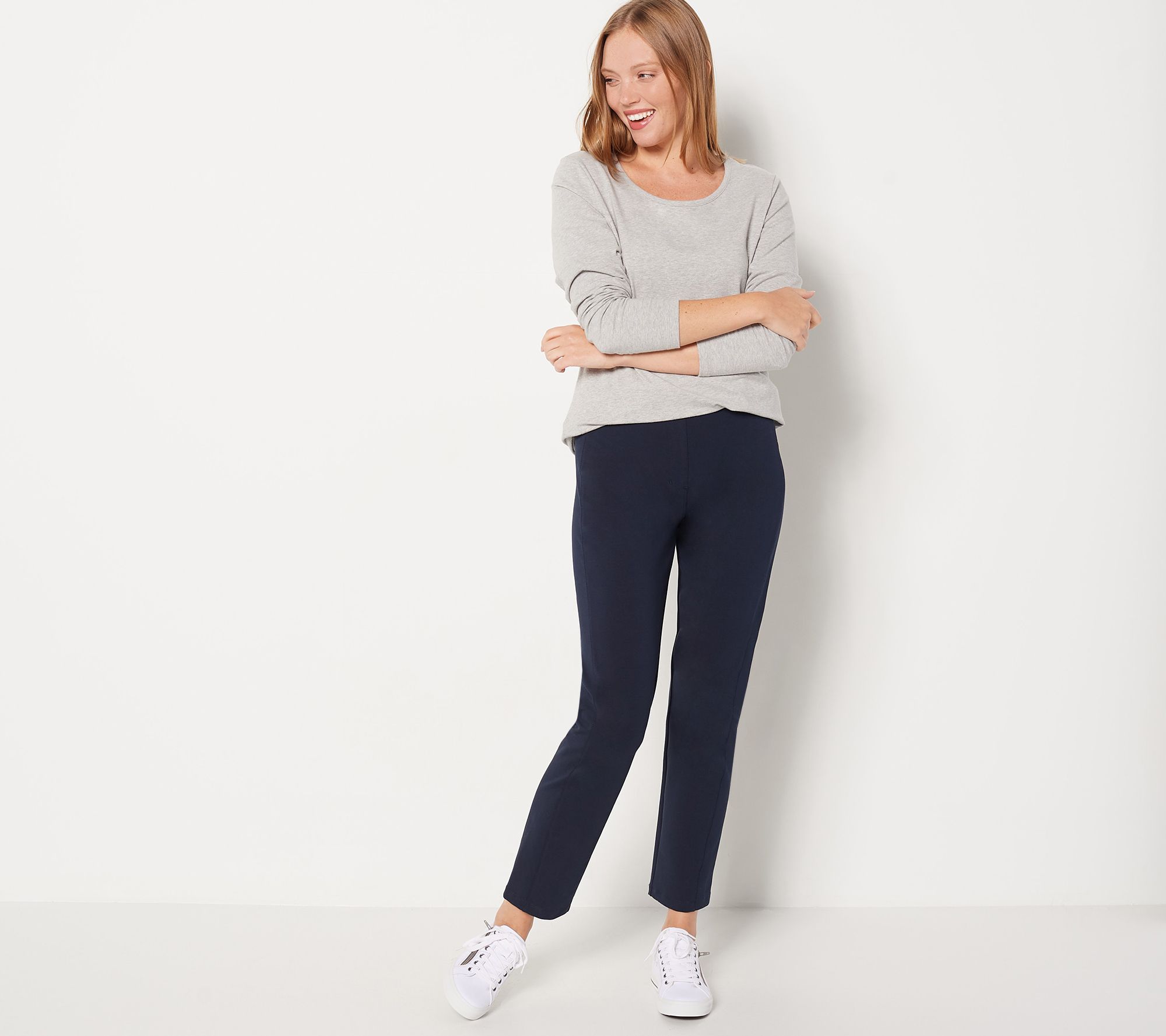 "As Is" Susan Graver Weekend Regular Premium Stretch Slim - Leg Ankle Pants