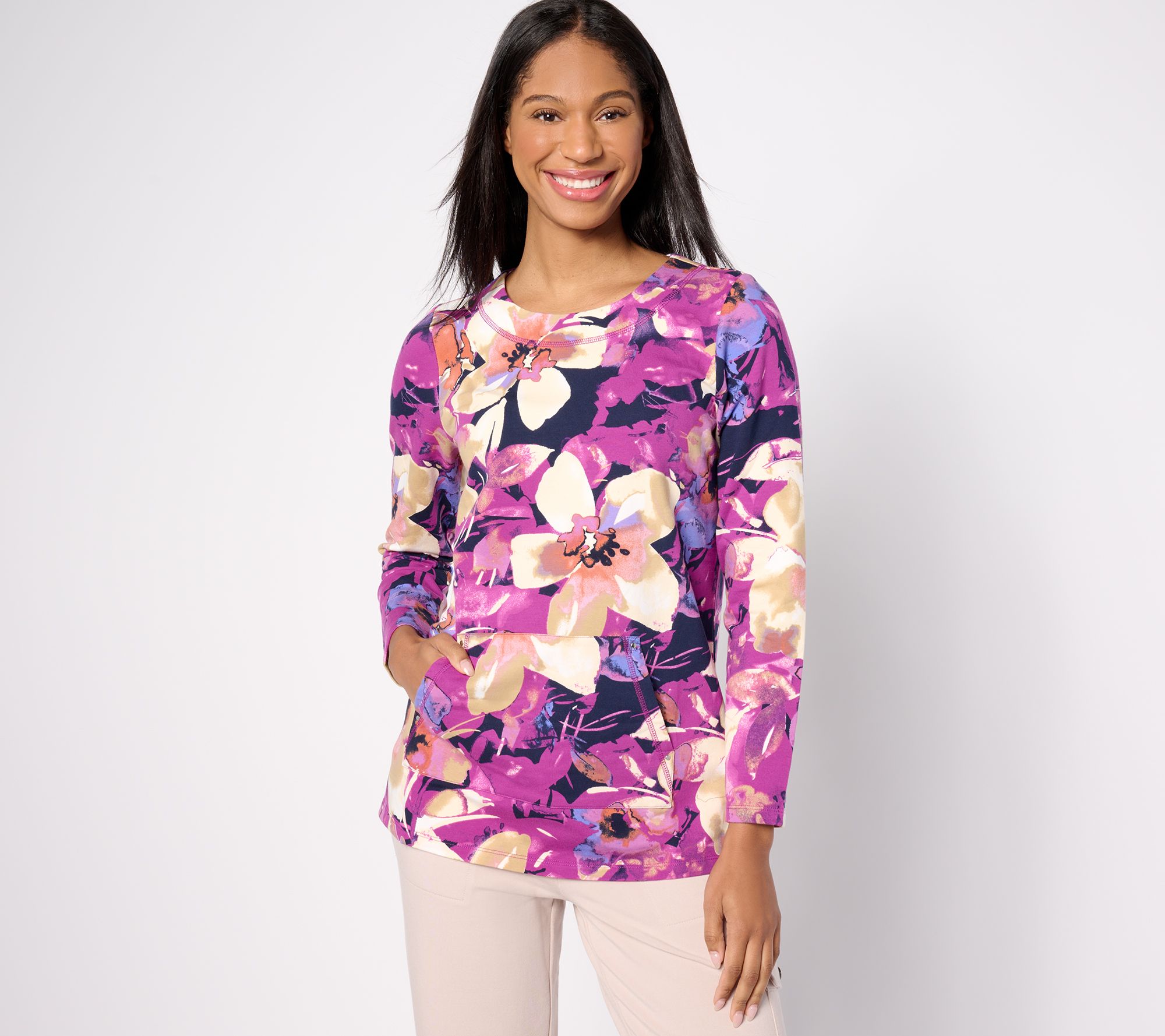 Buy Juniors All-Over Floral Print Cotton Sweatshirt with Long
