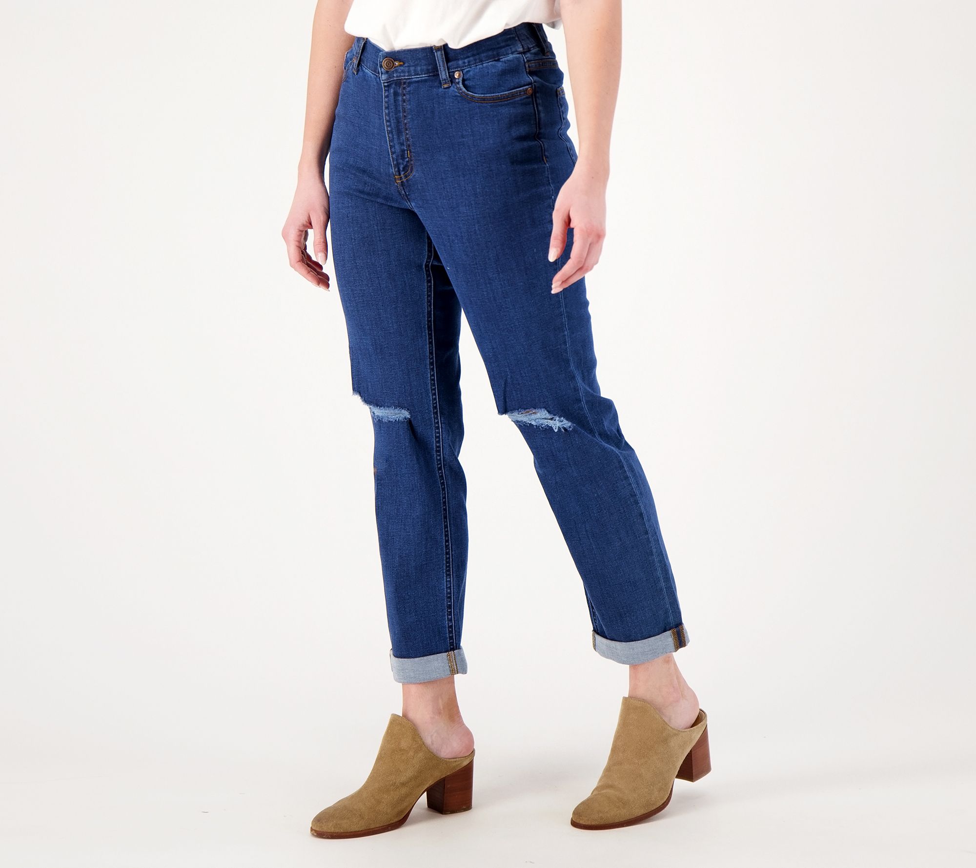 Denim & Co. Canyon Retreat Petite Easy Stretch Girlfriend Jean
